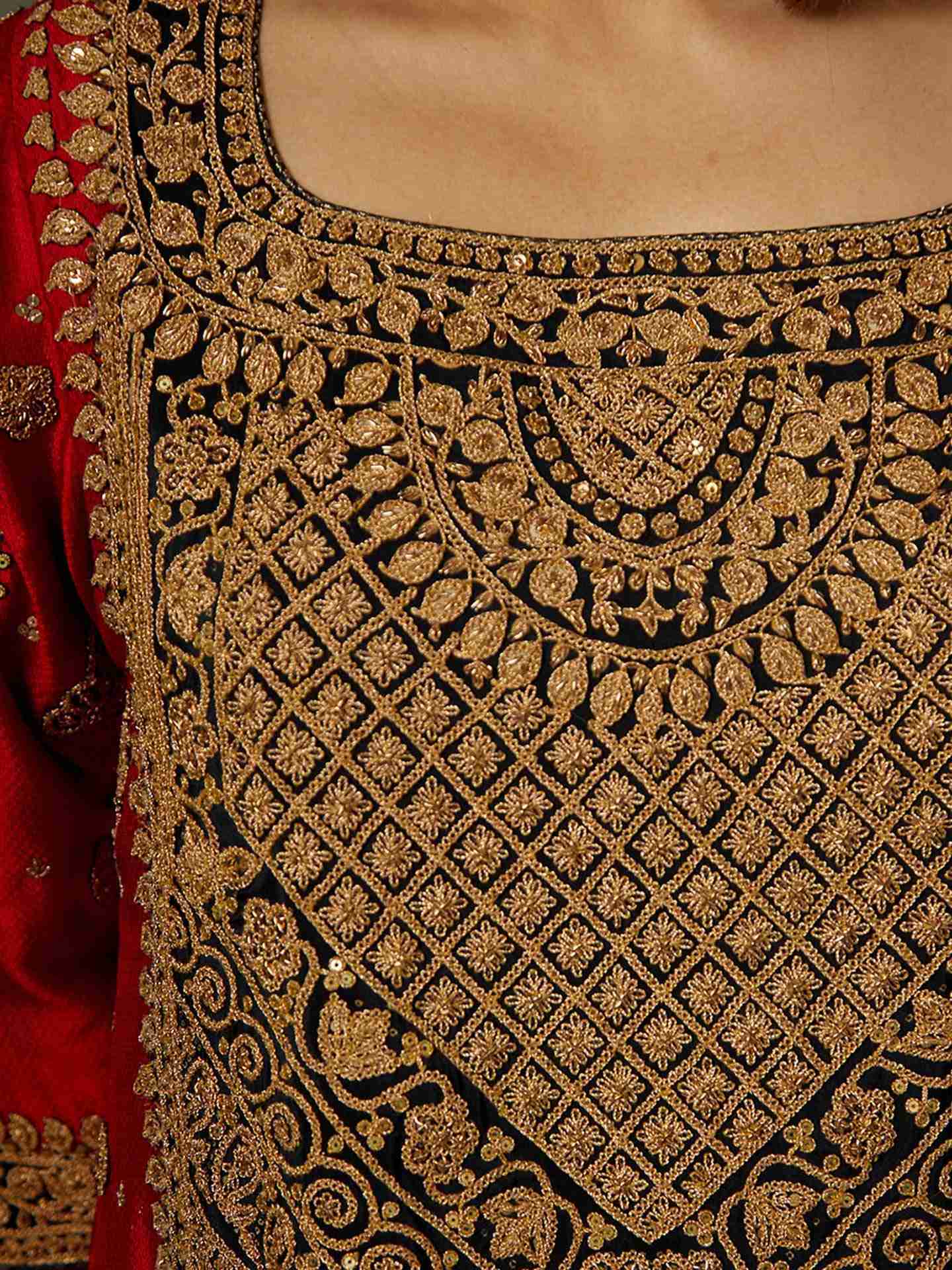 Red & Black Mandwi Suit Set