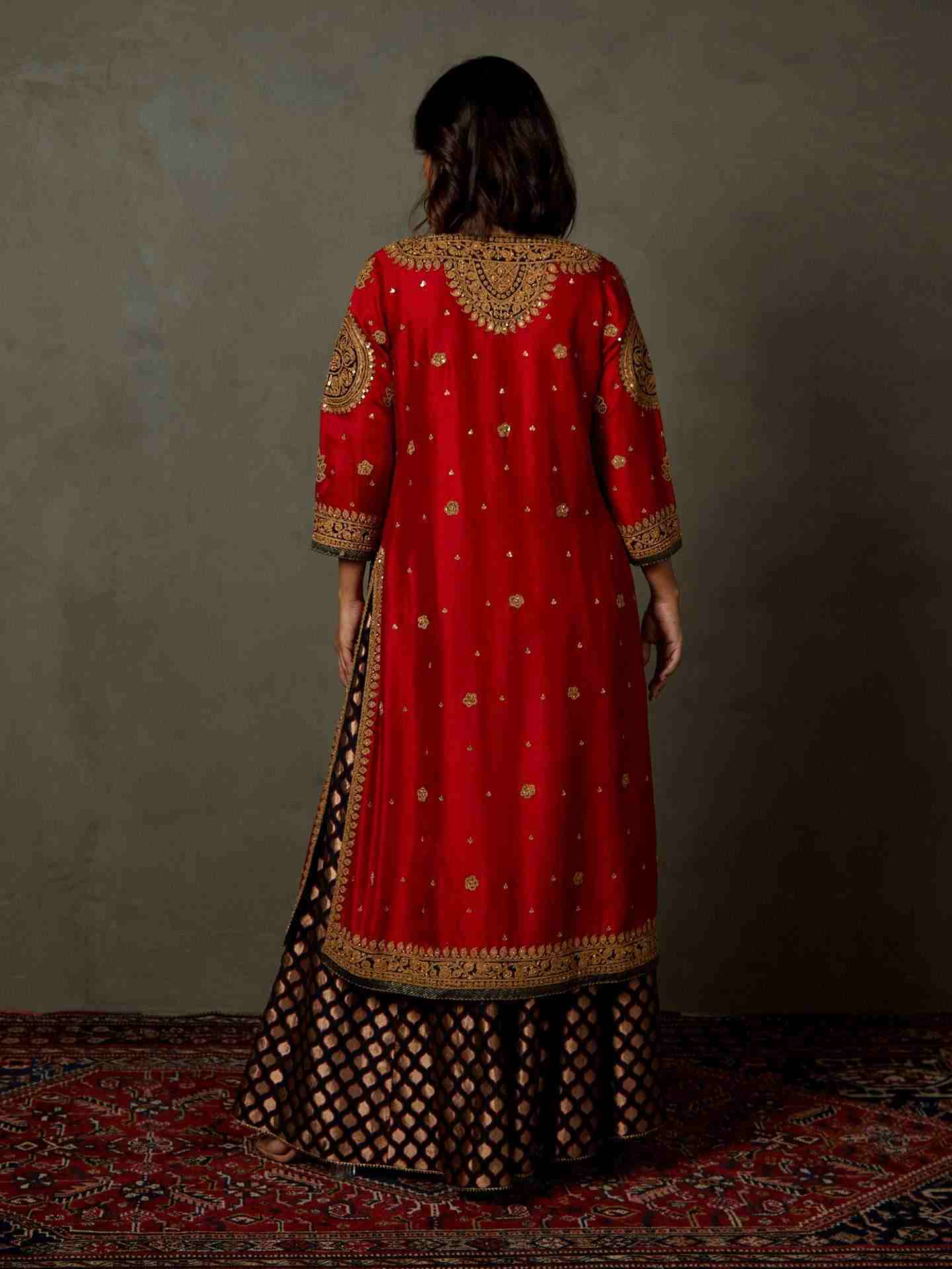 Red & Black Mandwi Suit Set