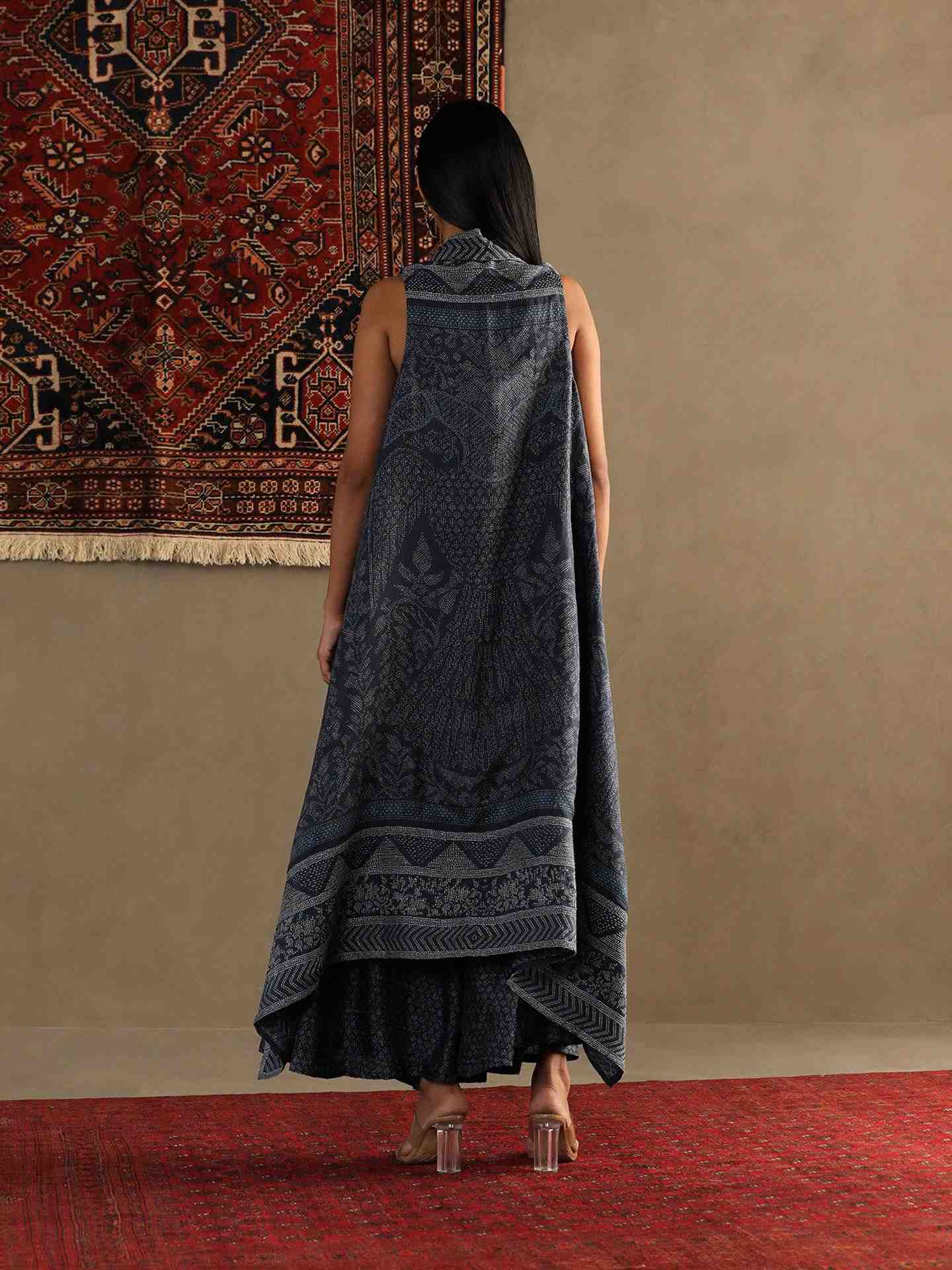 Indigo Blue Gonda Varunda Dress With Shrug