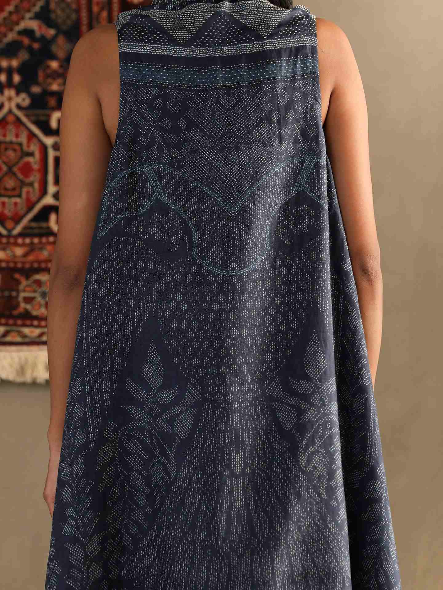 Indigo Blue Gonda Varunda Dress With Shrug