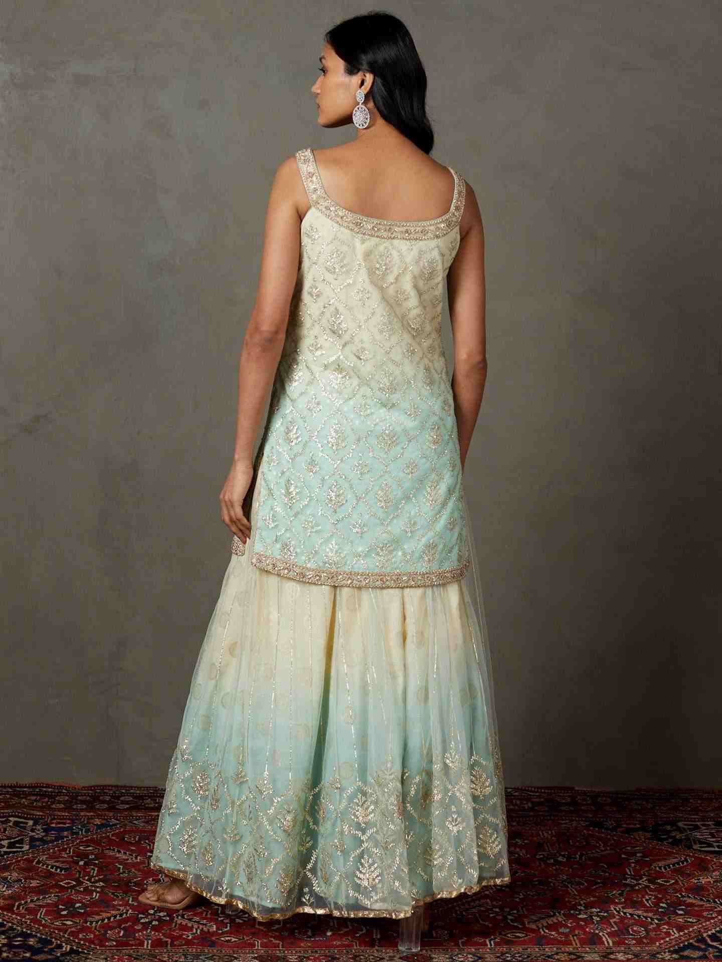 Off White & Aqua Sterling Suit Set