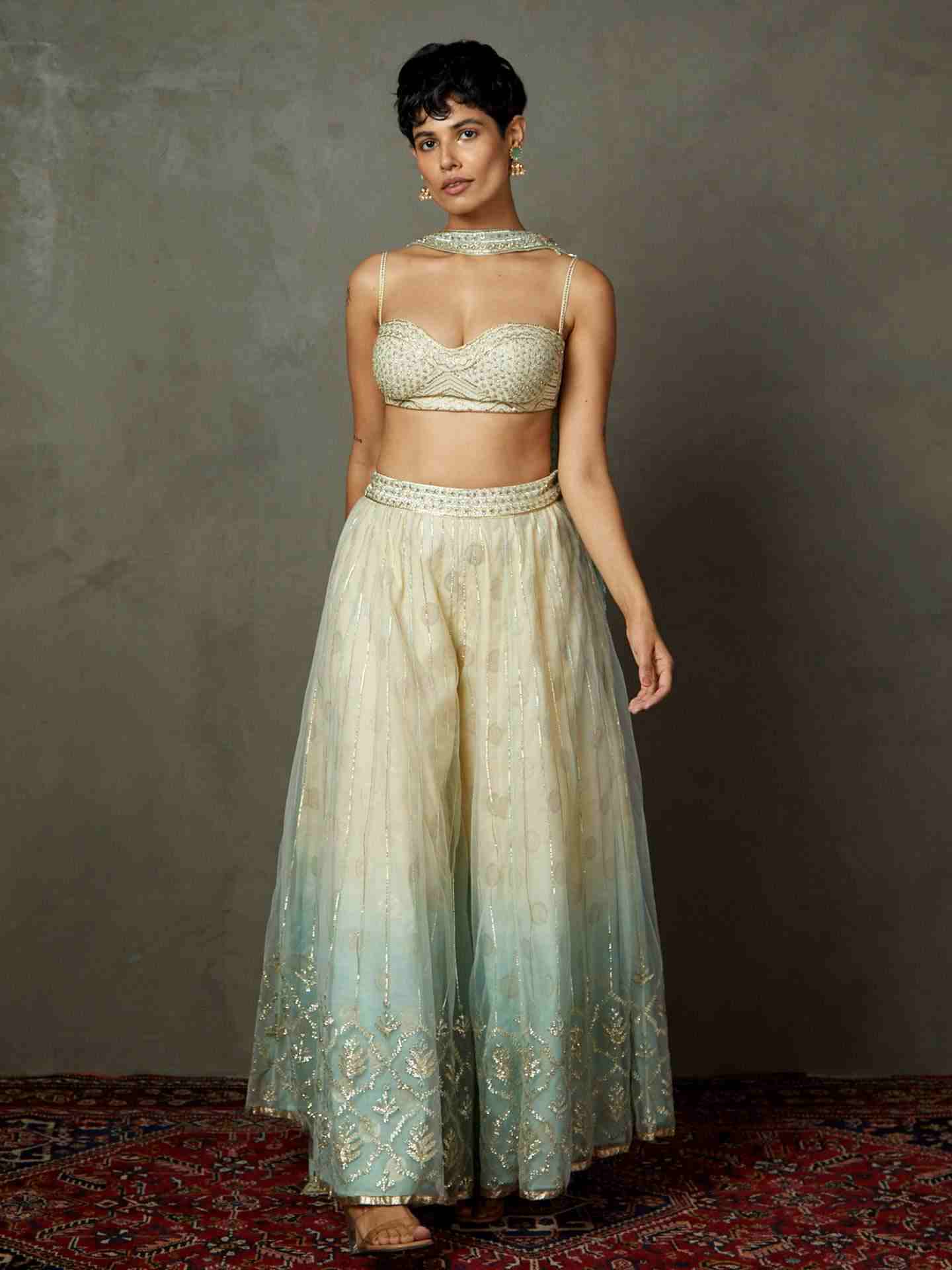 Off White & Aqua Sterling Ensemble