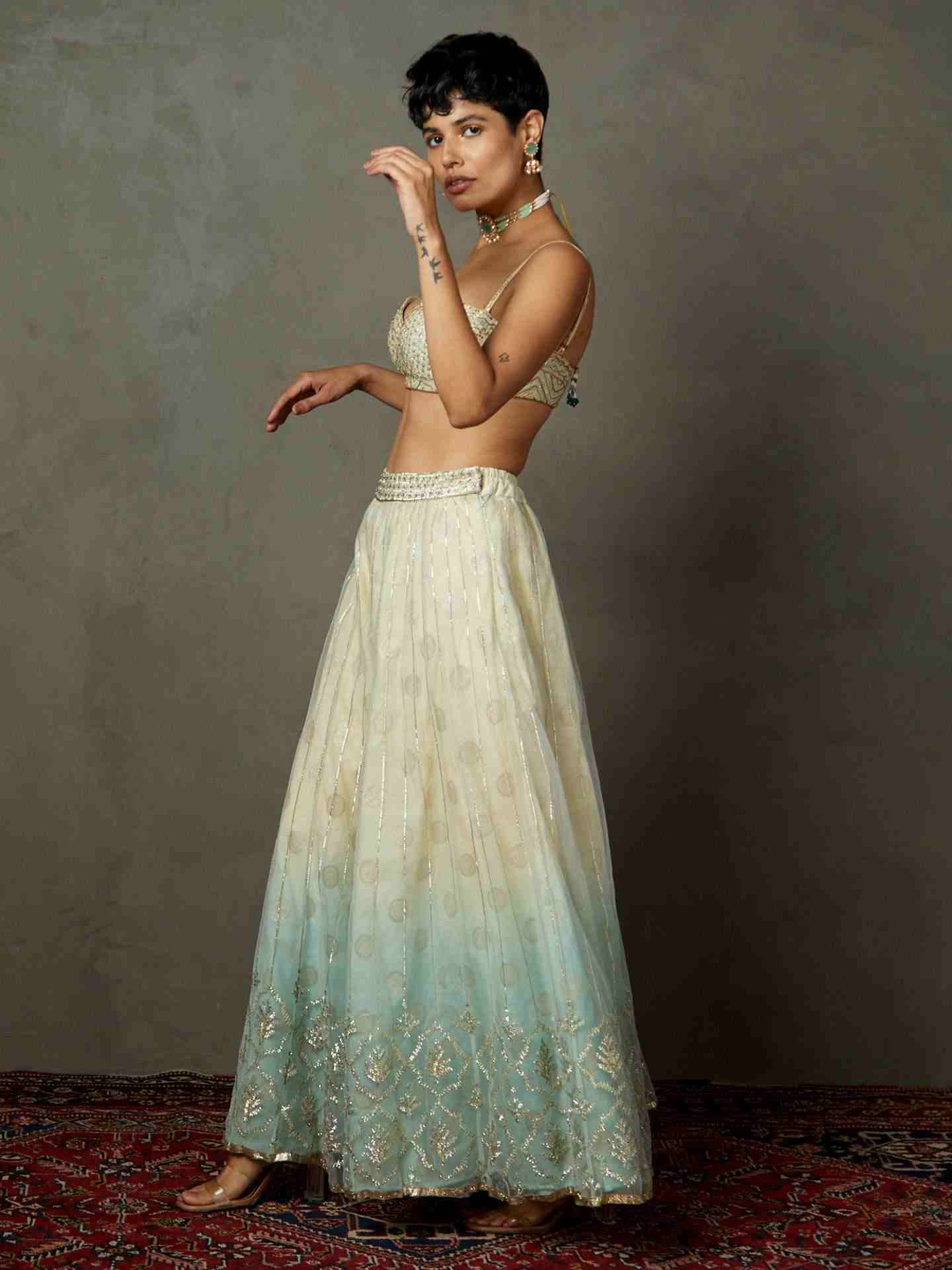 Off White & Aqua Sterling Ensemble