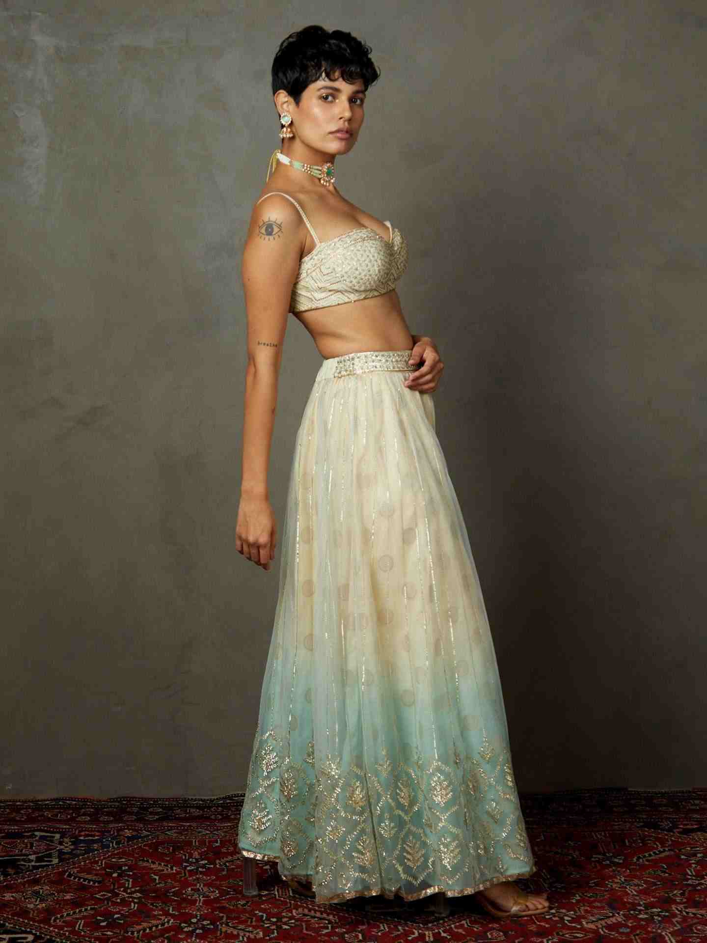 Off White & Aqua Sterling Ensemble