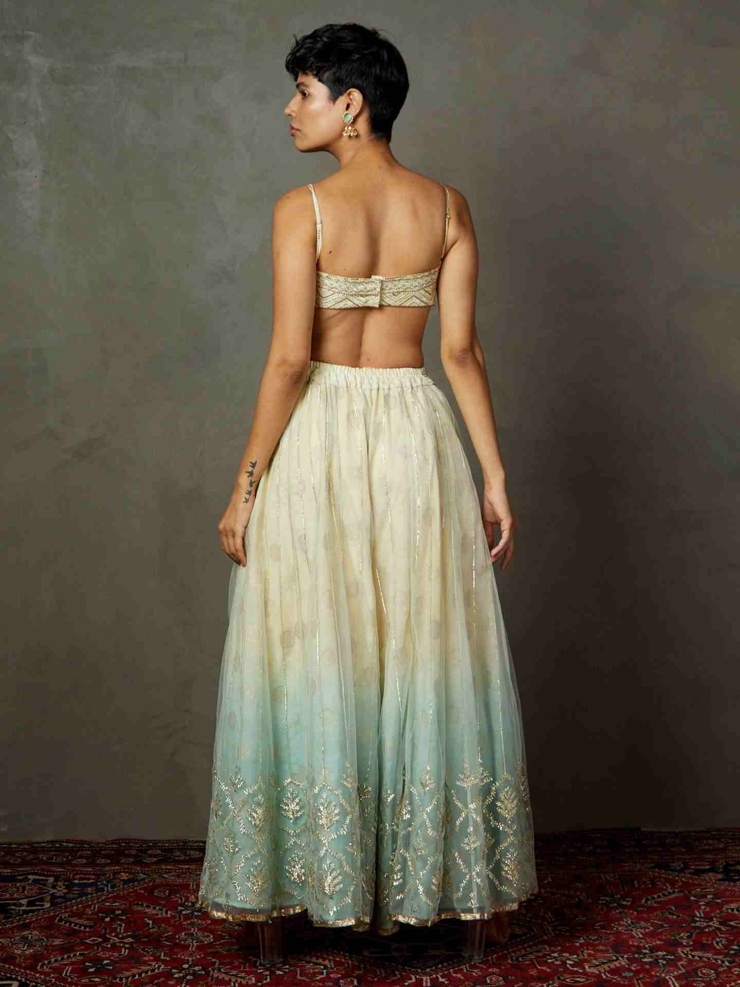 Off White & Aqua Sterling Ensemble