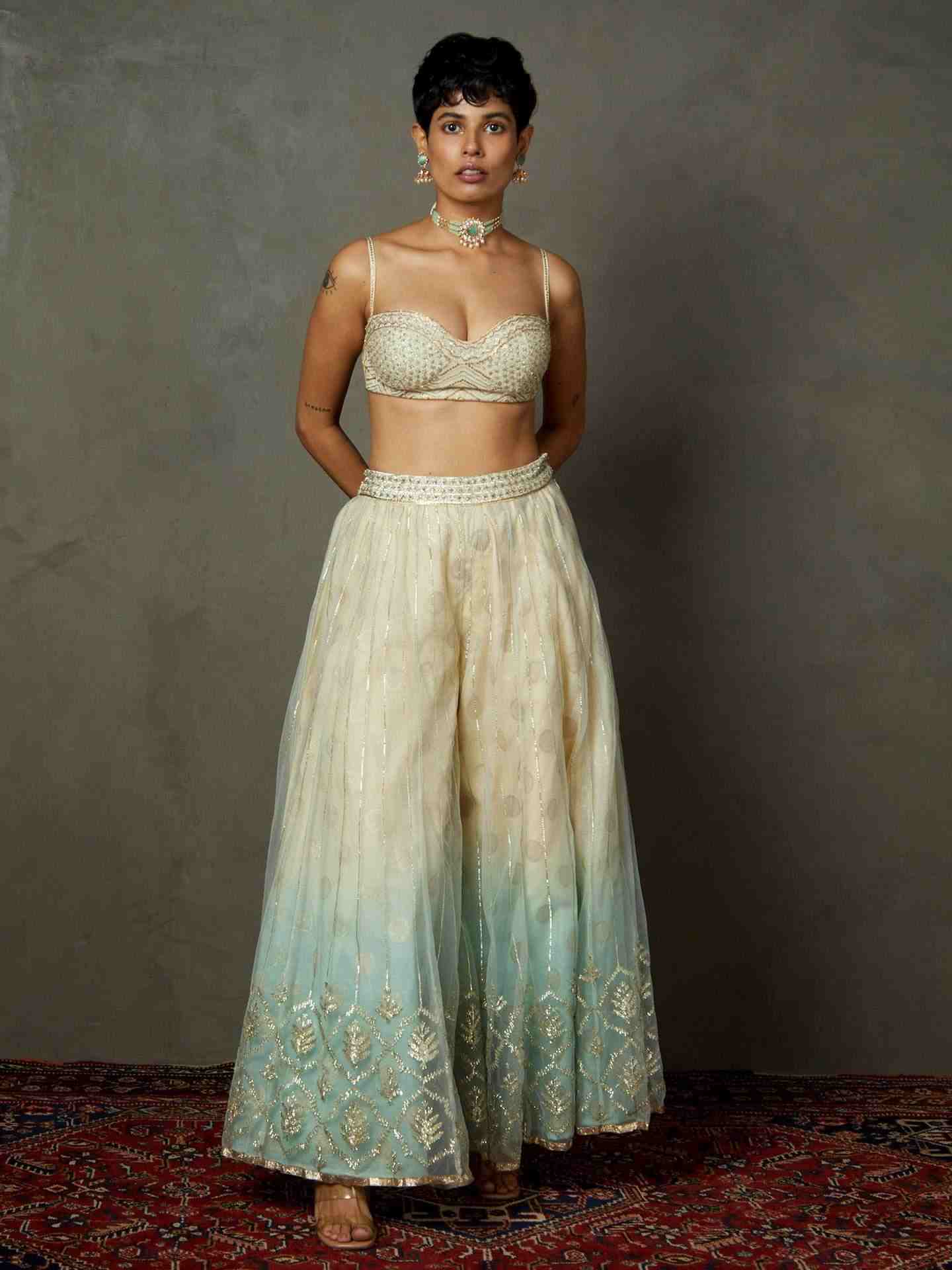 Off White & Aqua Sterling Ensemble