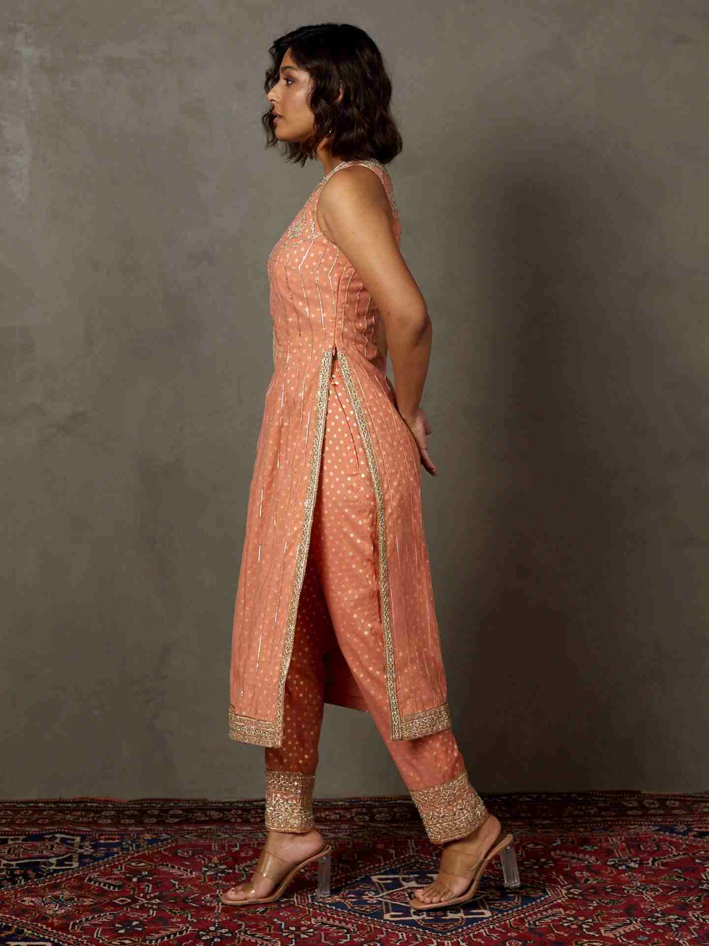 Coral & Yellow Sterling Suit Set