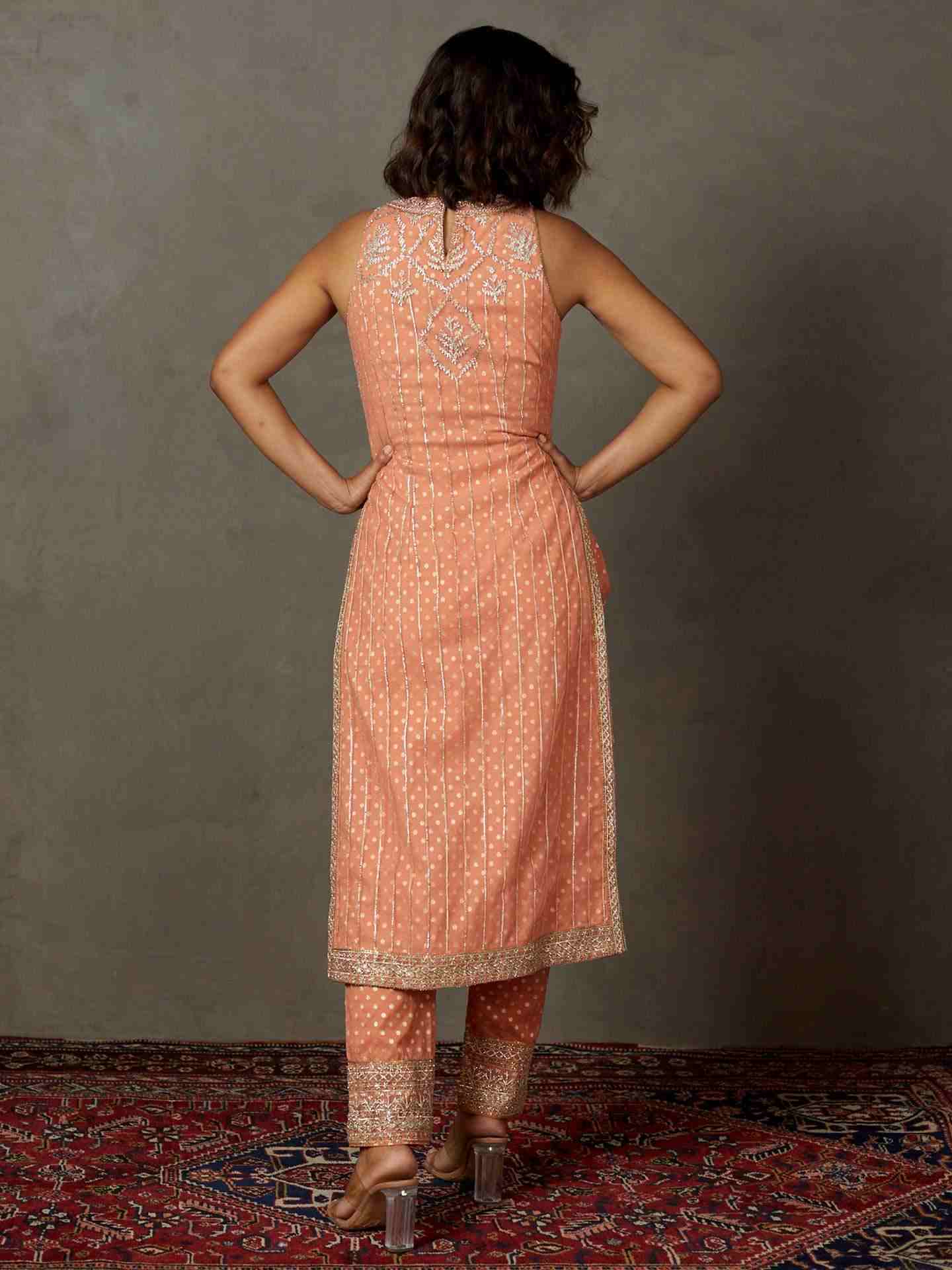 Coral & Yellow Sterling Suit Set