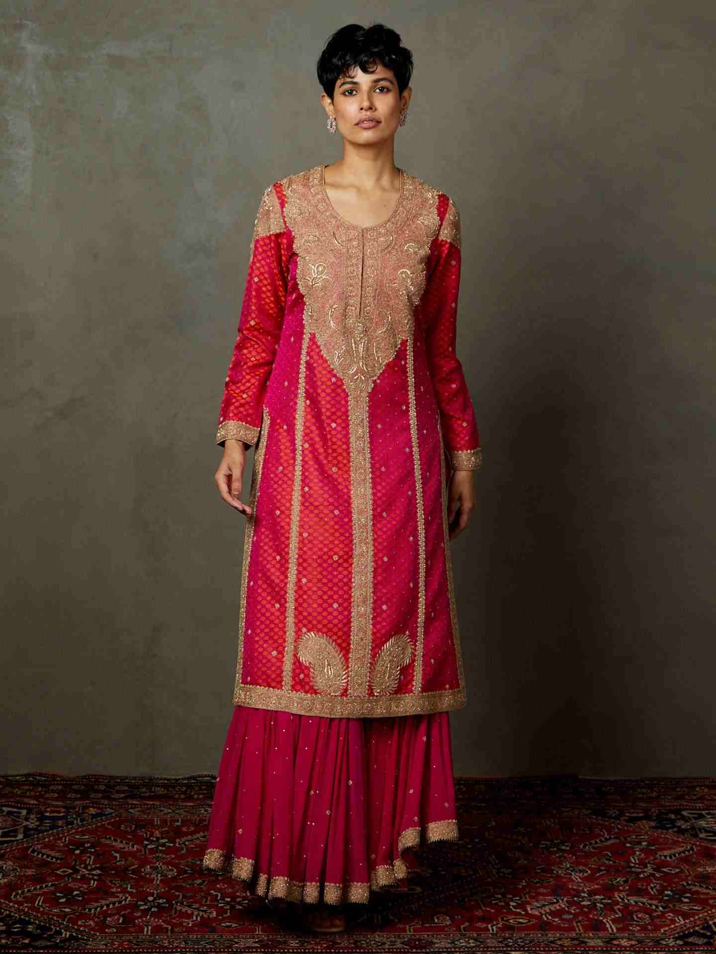 Fuchia & Orange Paniaba Suit Set