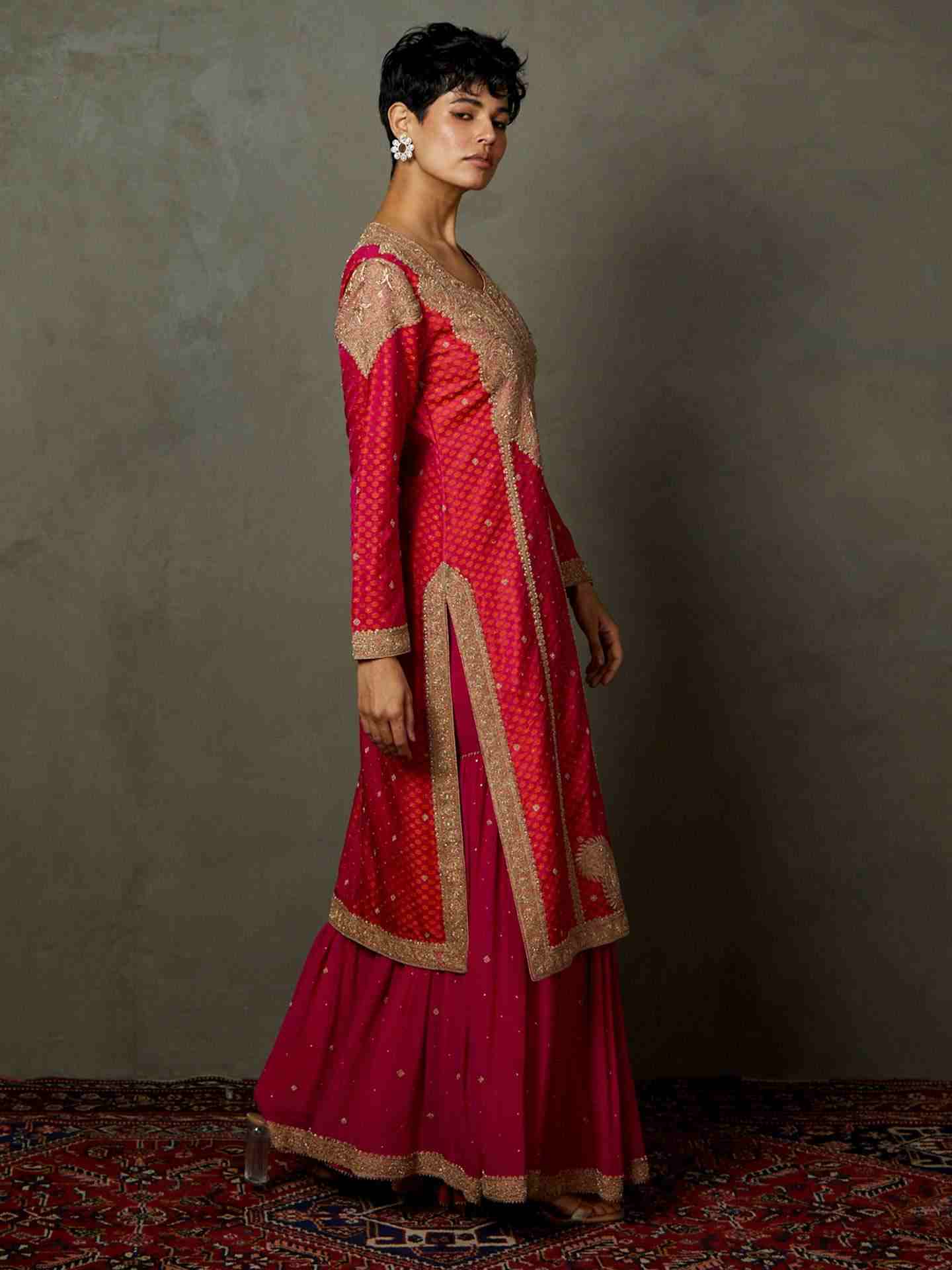 Fuchia & Orange Paniaba Suit Set