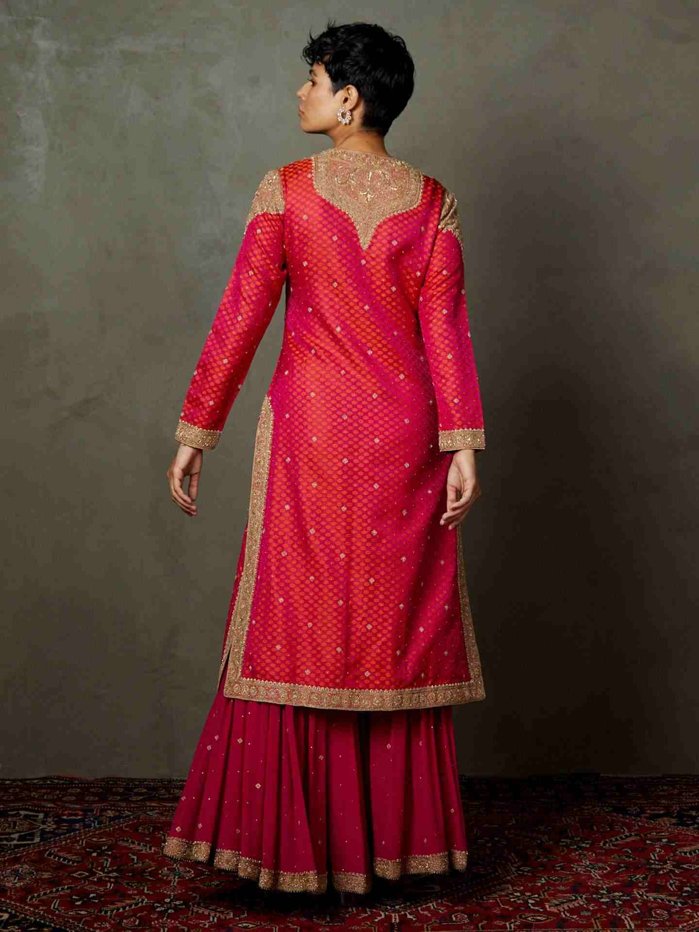 Fuchia & Orange Paniaba Suit Set