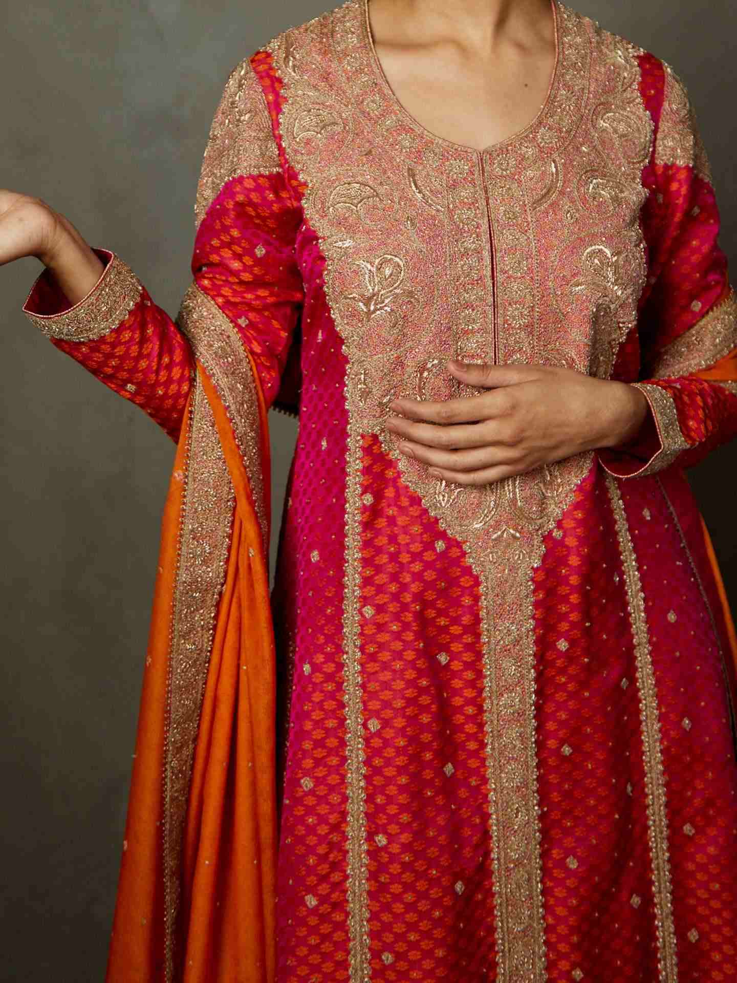 Fuchia & Orange Paniaba Suit Set