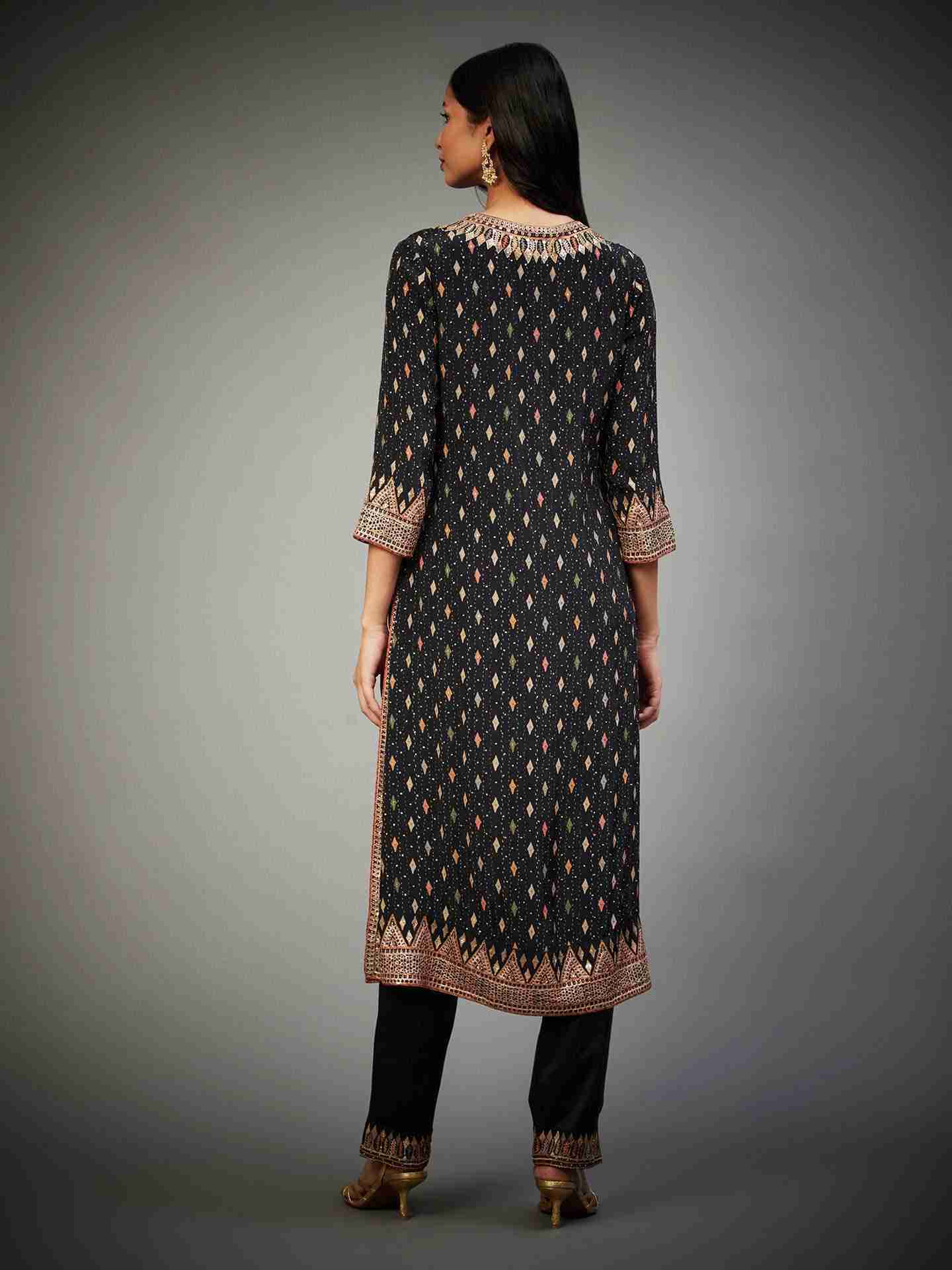 Black & Multi Rabari Suit Set