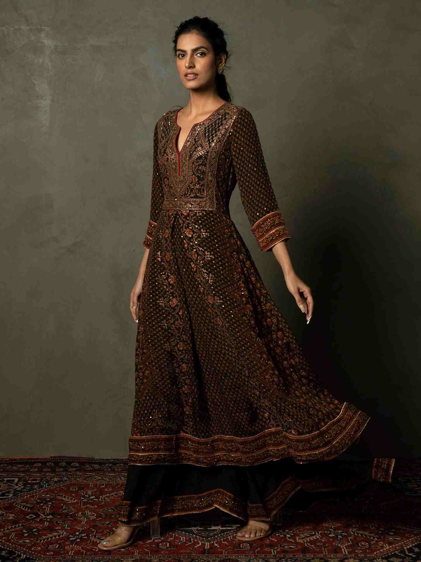 Black & Rust Rajkot Suit Set