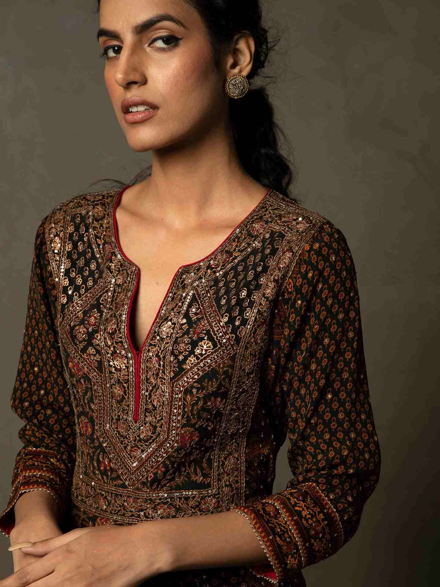 Black & Rust Rajkot Suit Set