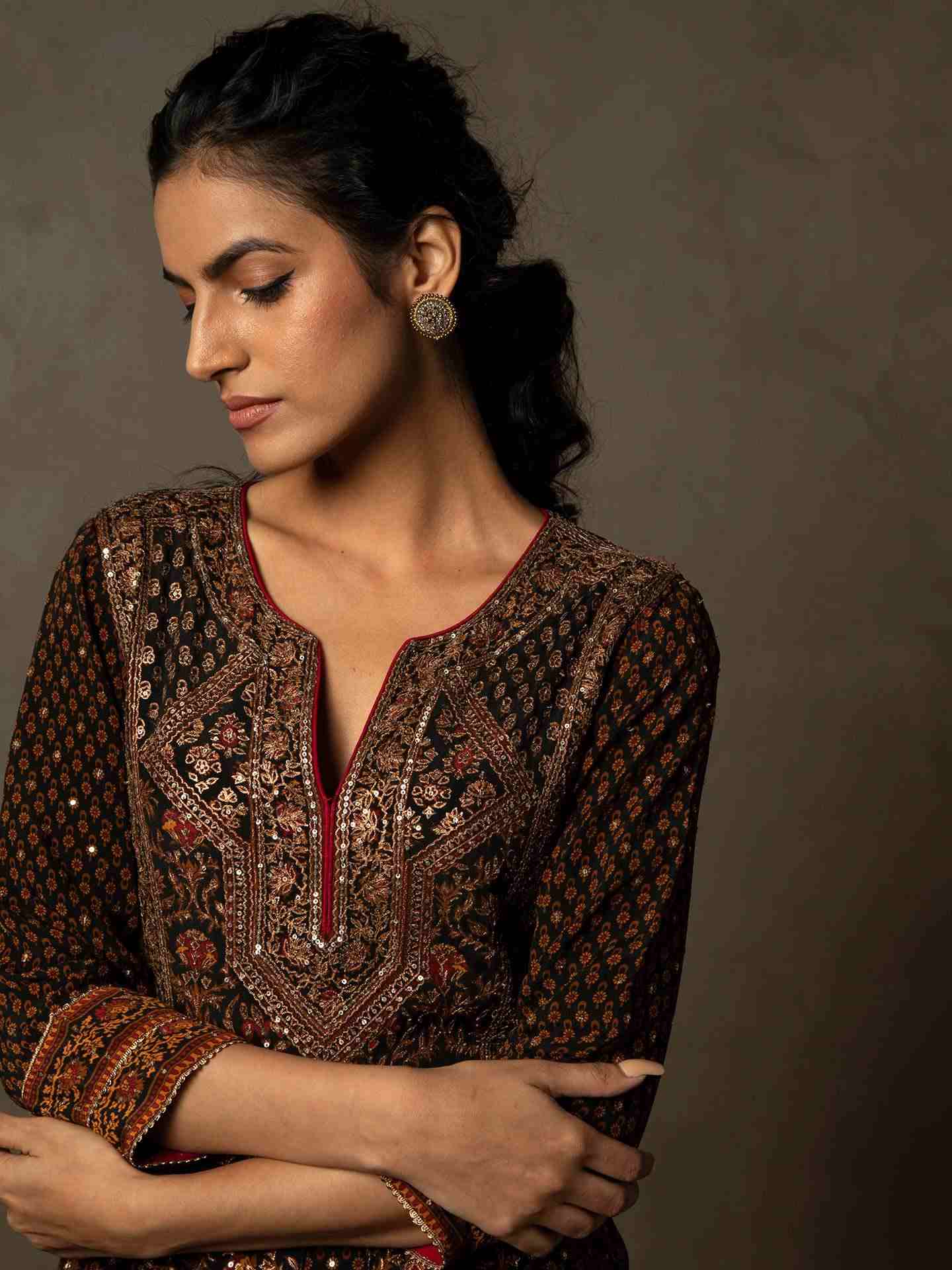 Black & Rust Rajkot Suit Set