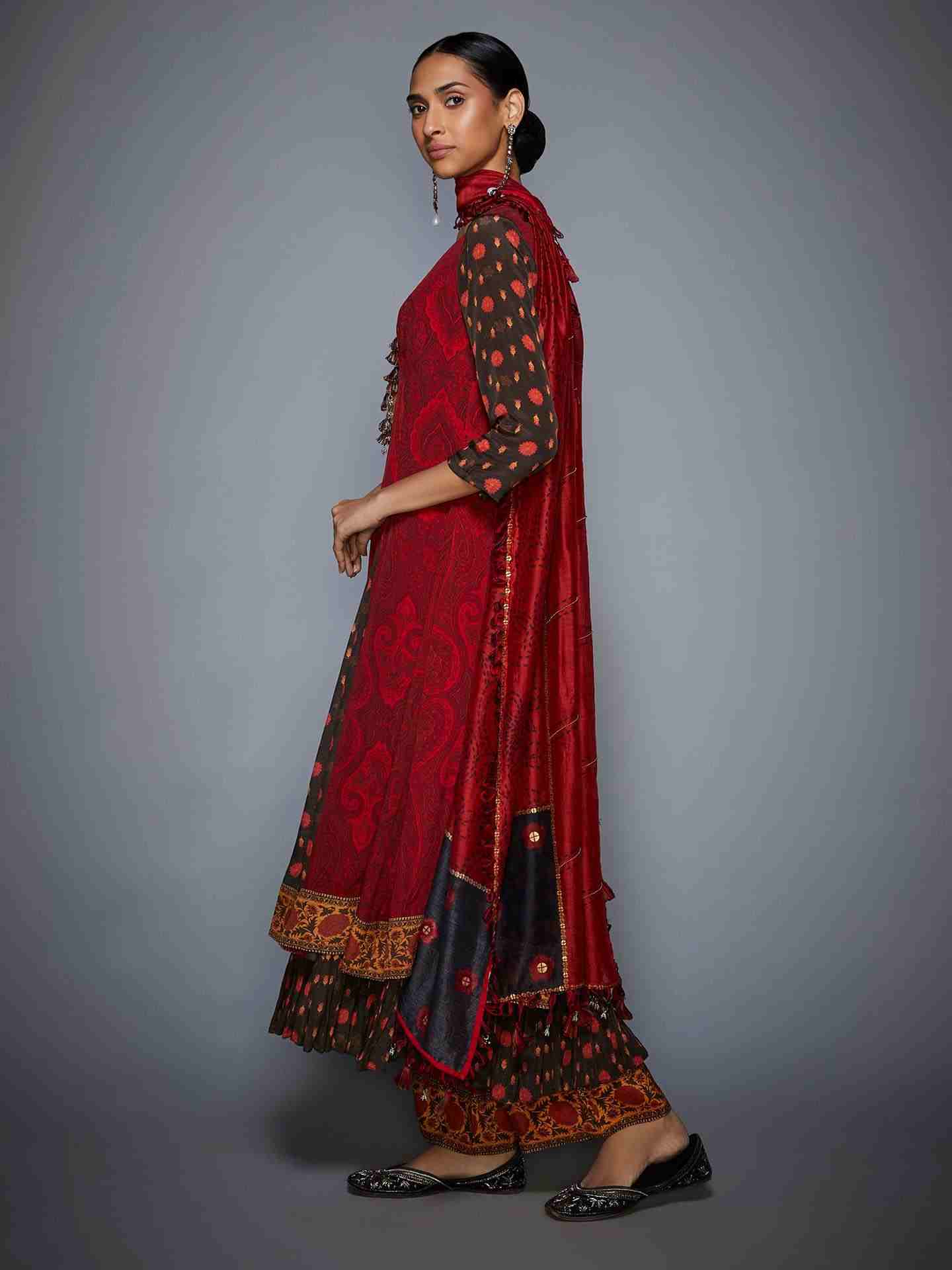 Brown & Brick Red Kaveeka Suit Set