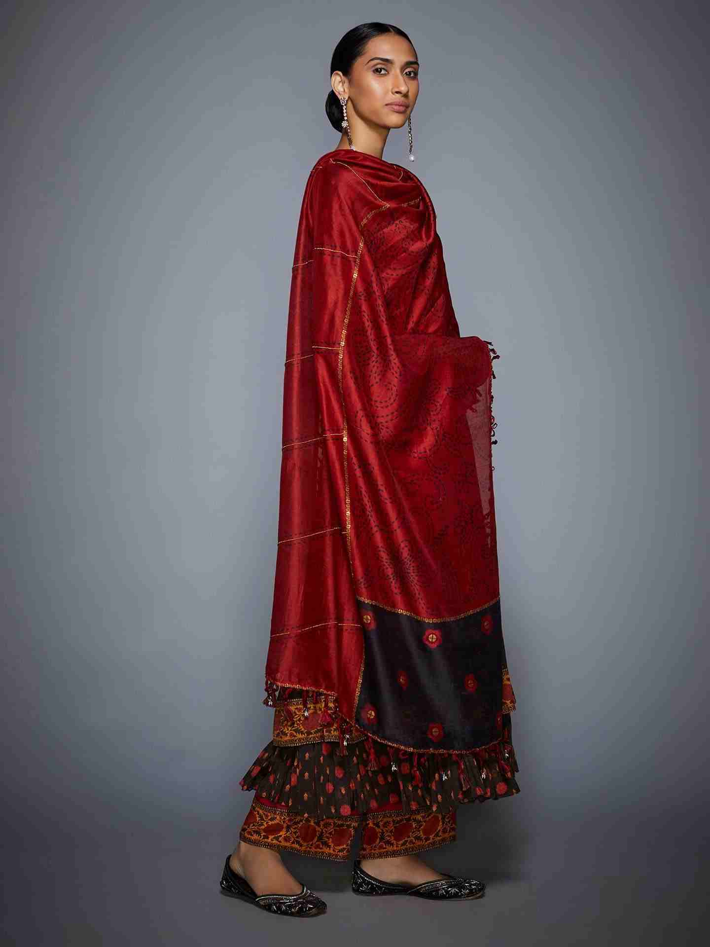 Brown & Brick Red Kaveeka Suit Set