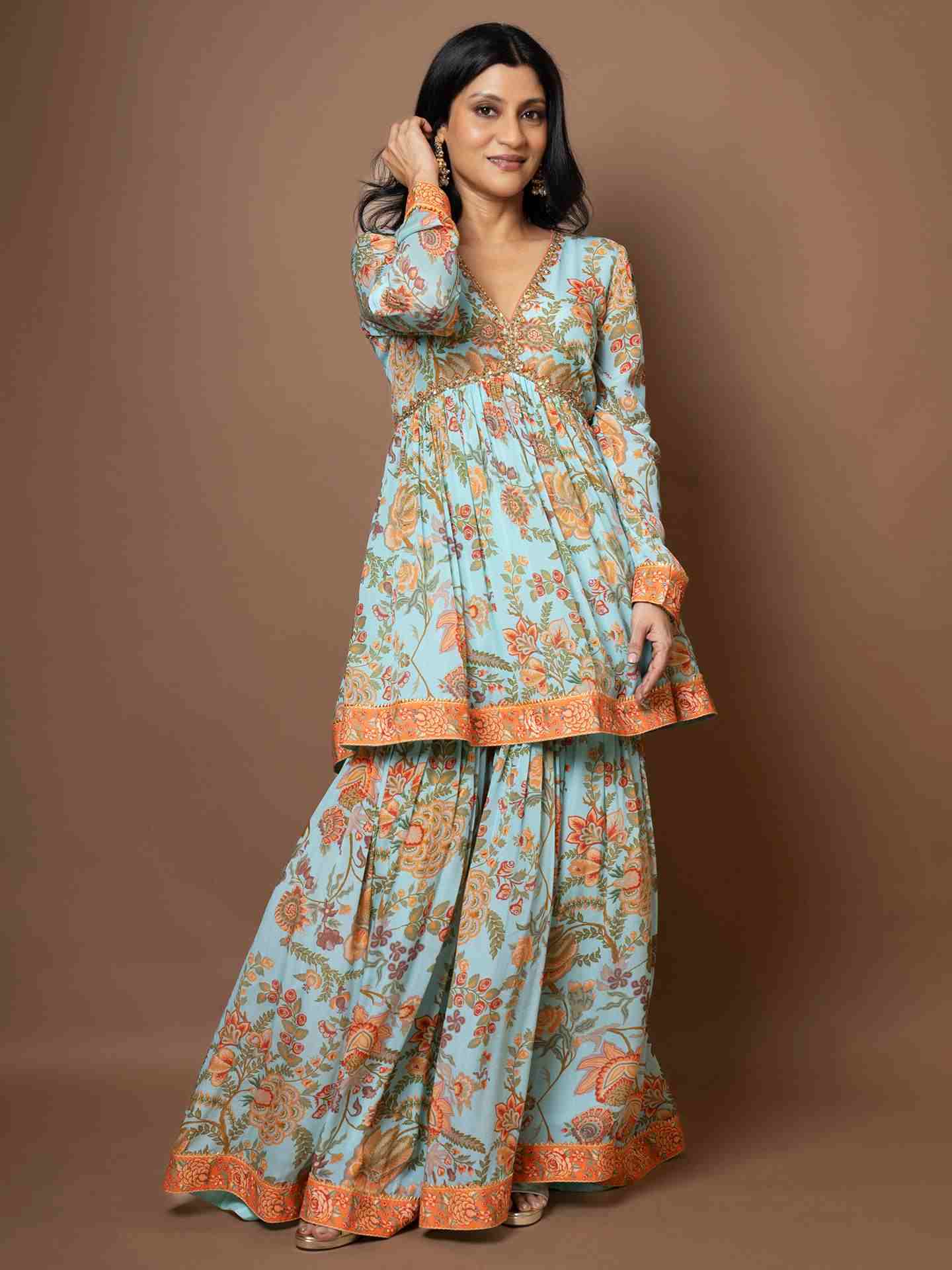 Mist Green & Multi Navina Suit Set