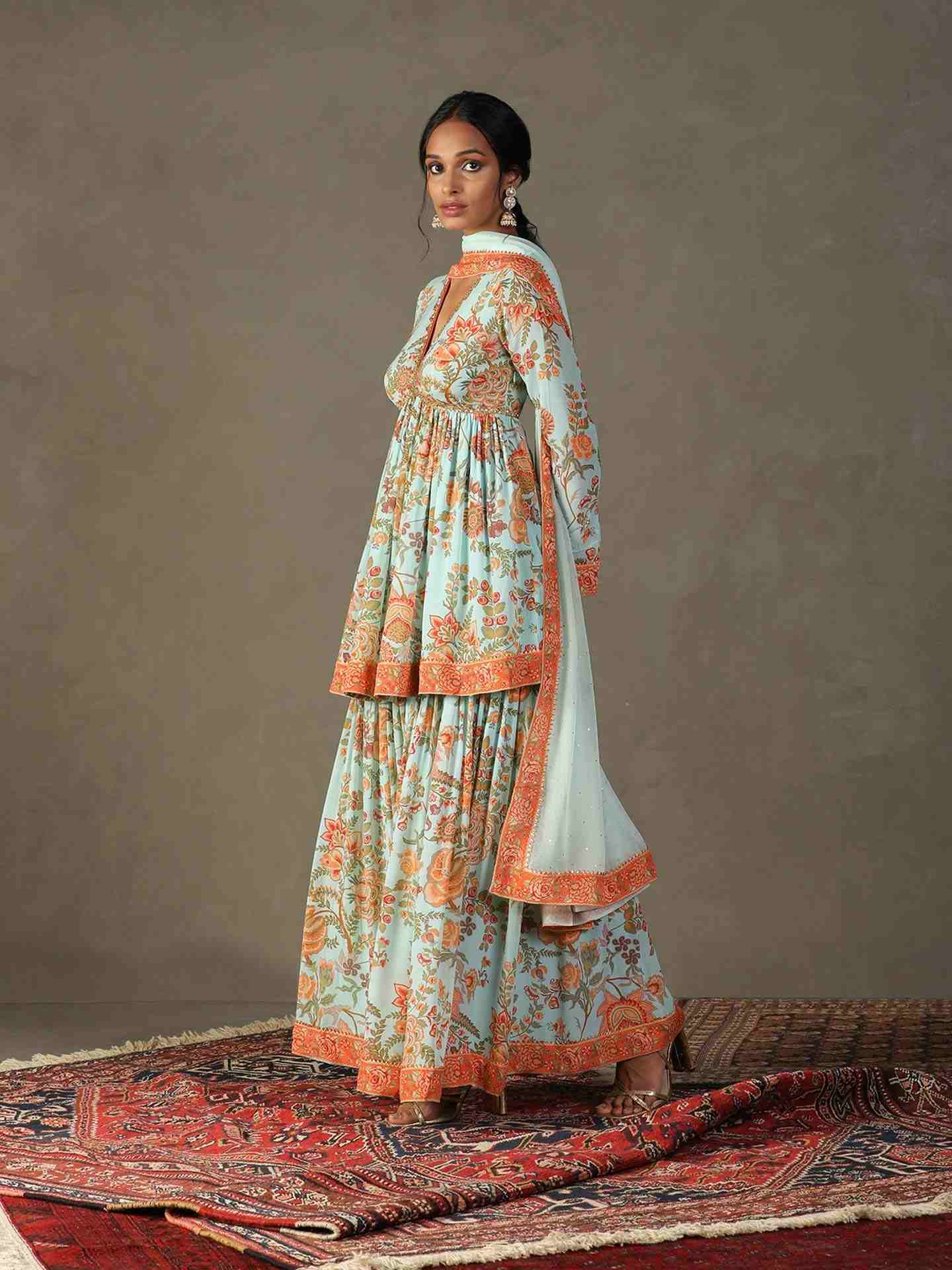 Mist Green & Multi Navina Suit Set