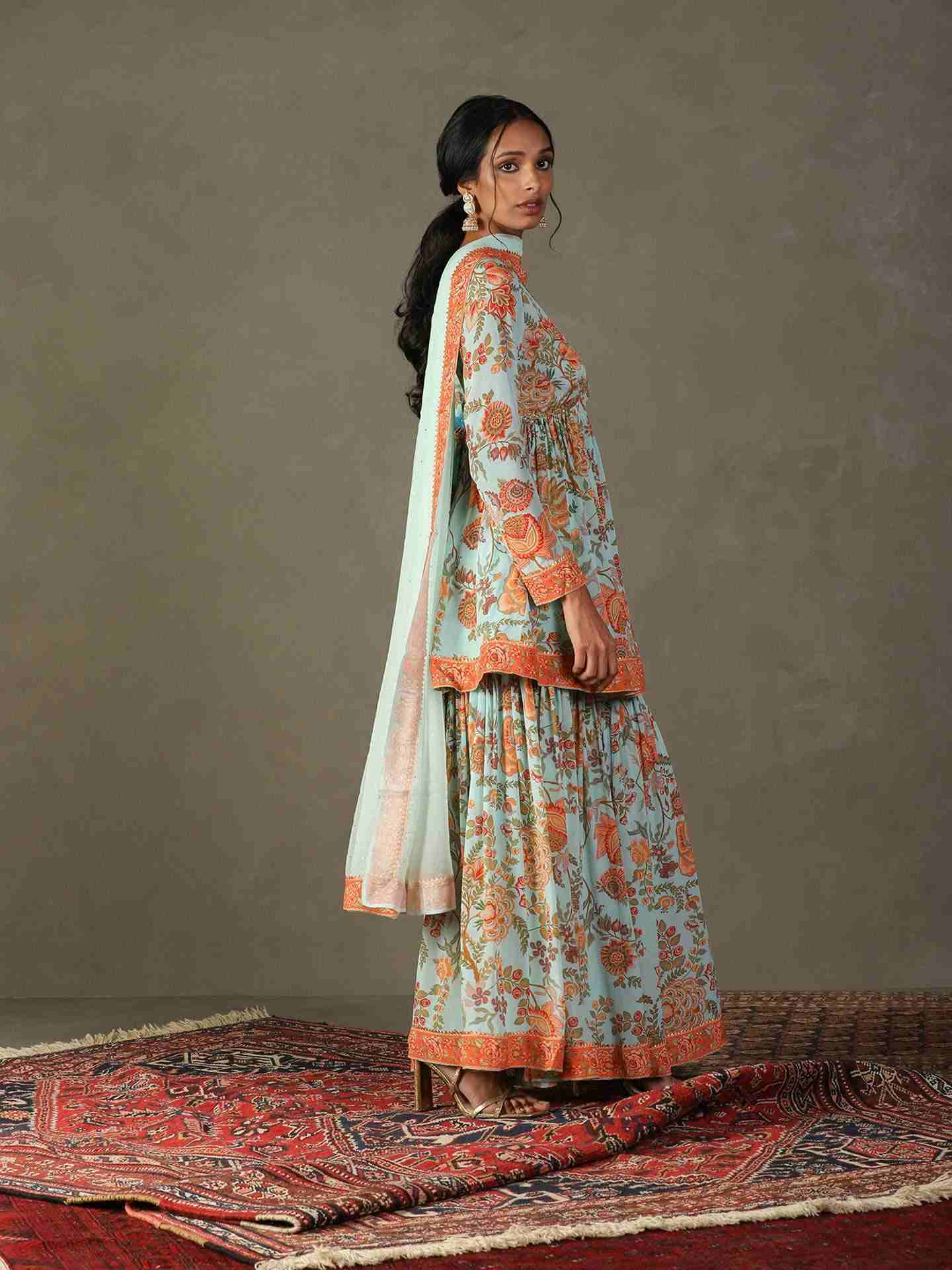 Mist Green & Multi Navina Suit Set