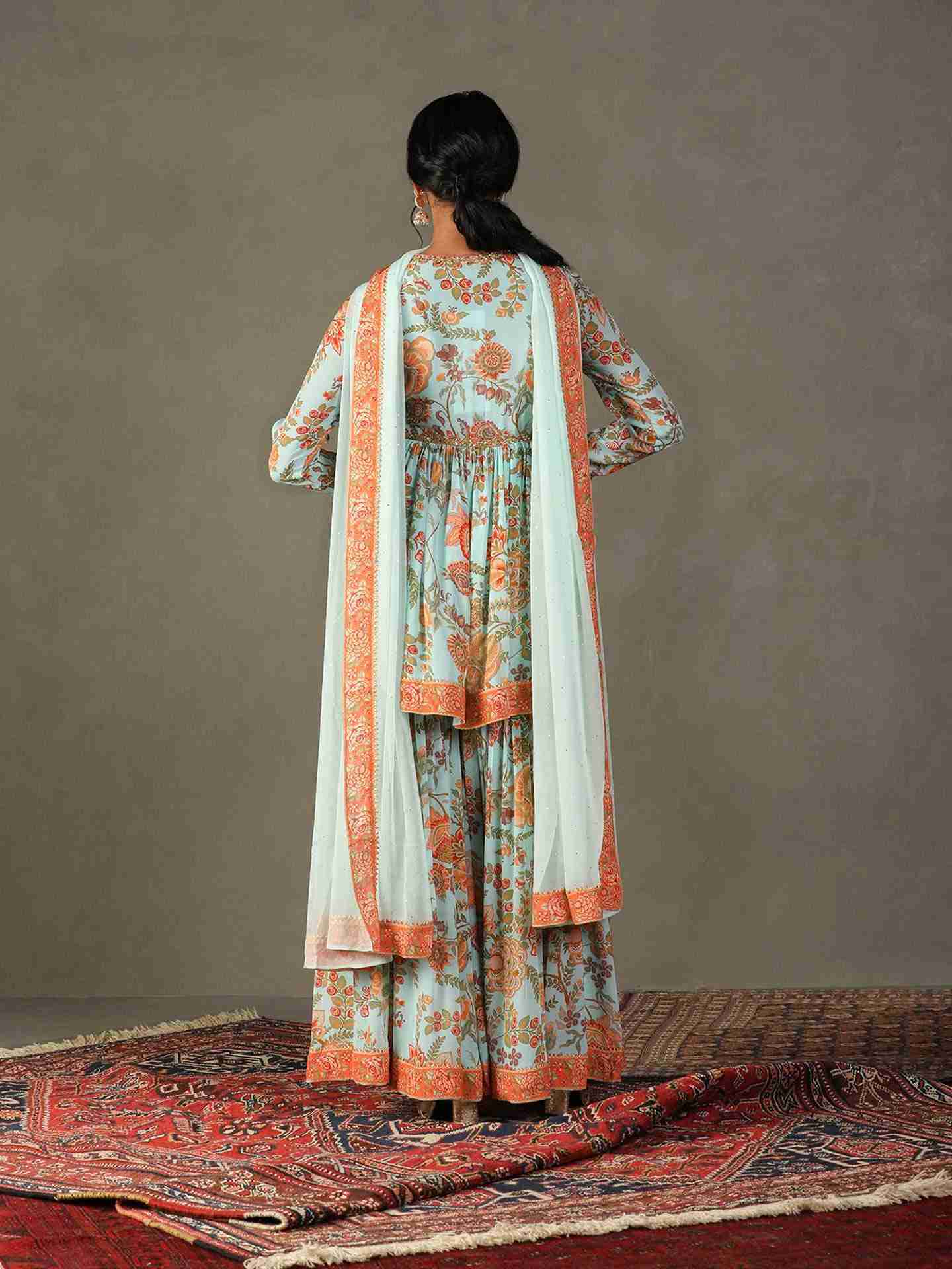 Mist Green & Multi Navina Suit Set