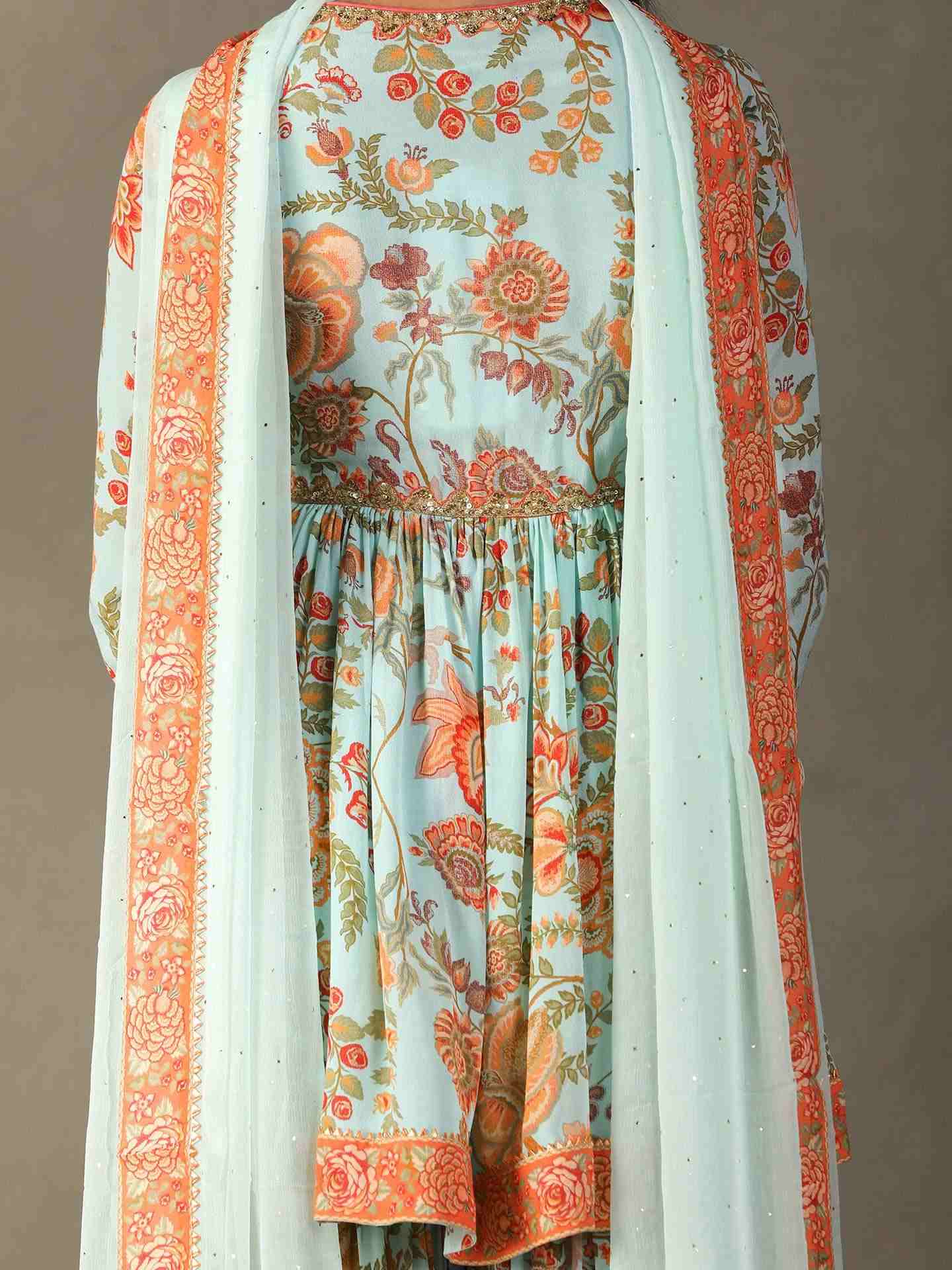 Mist Green & Multi Navina Suit Set