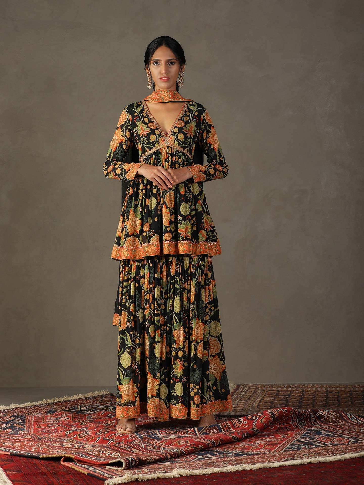 Black & Multi Janet Suit Set