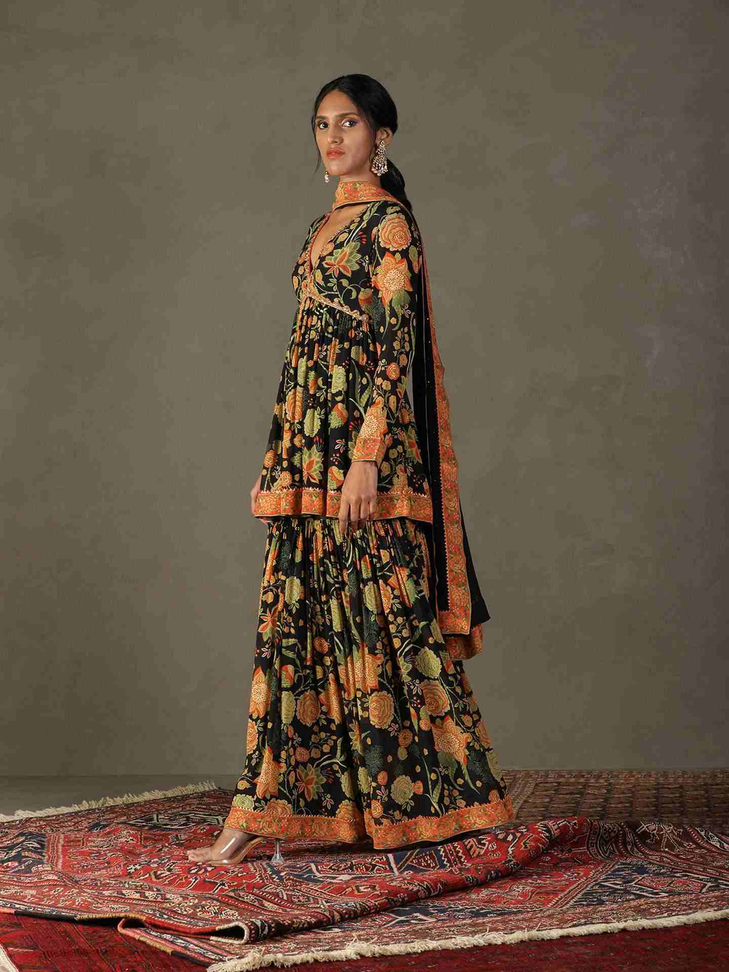 Black & Multi Janet Suit Set