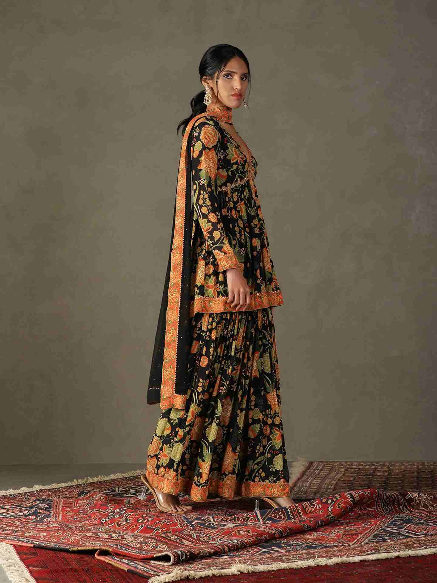 Black & Multi Janet Suit Set