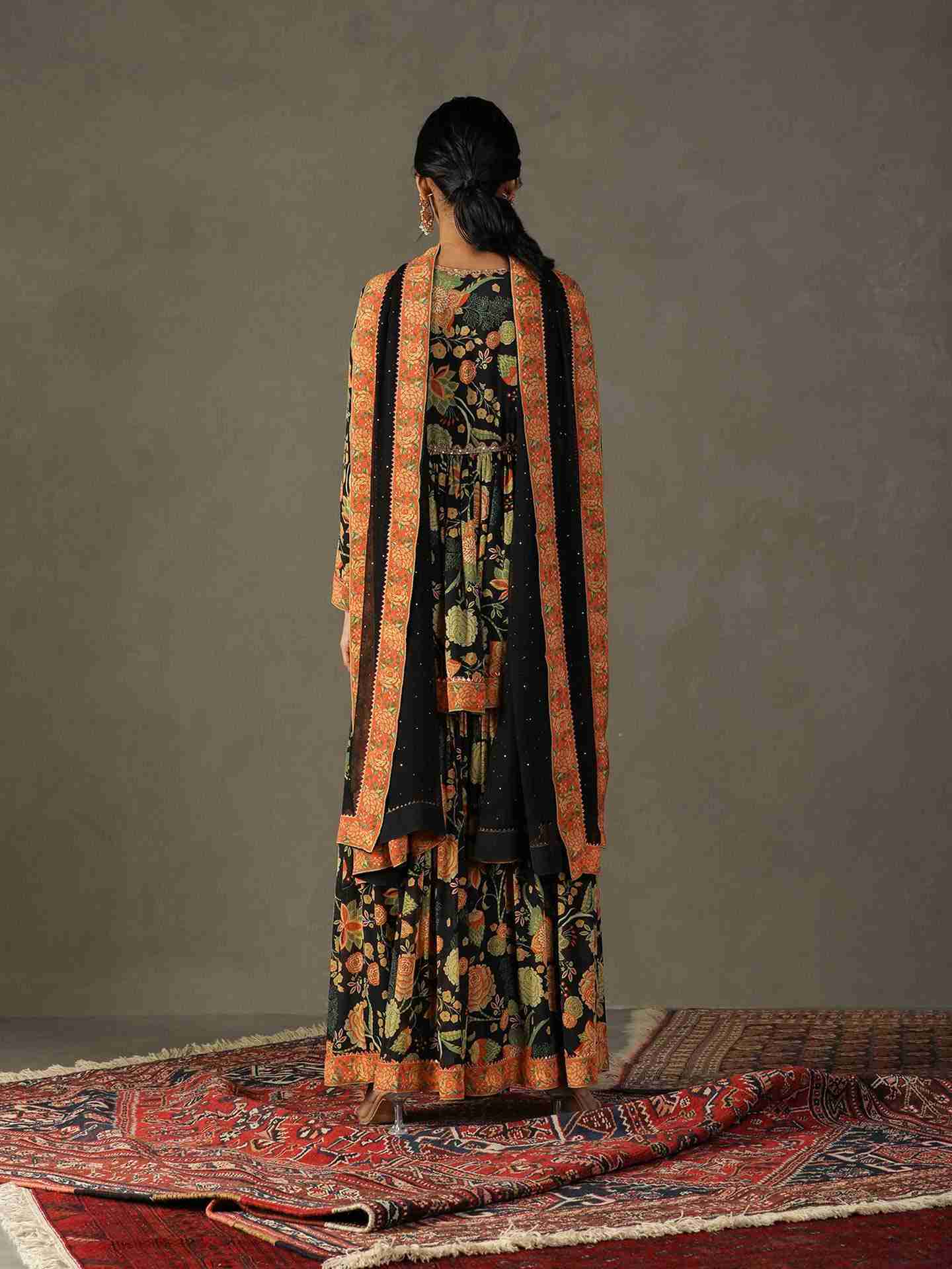 Black & Multi Janet Suit Set
