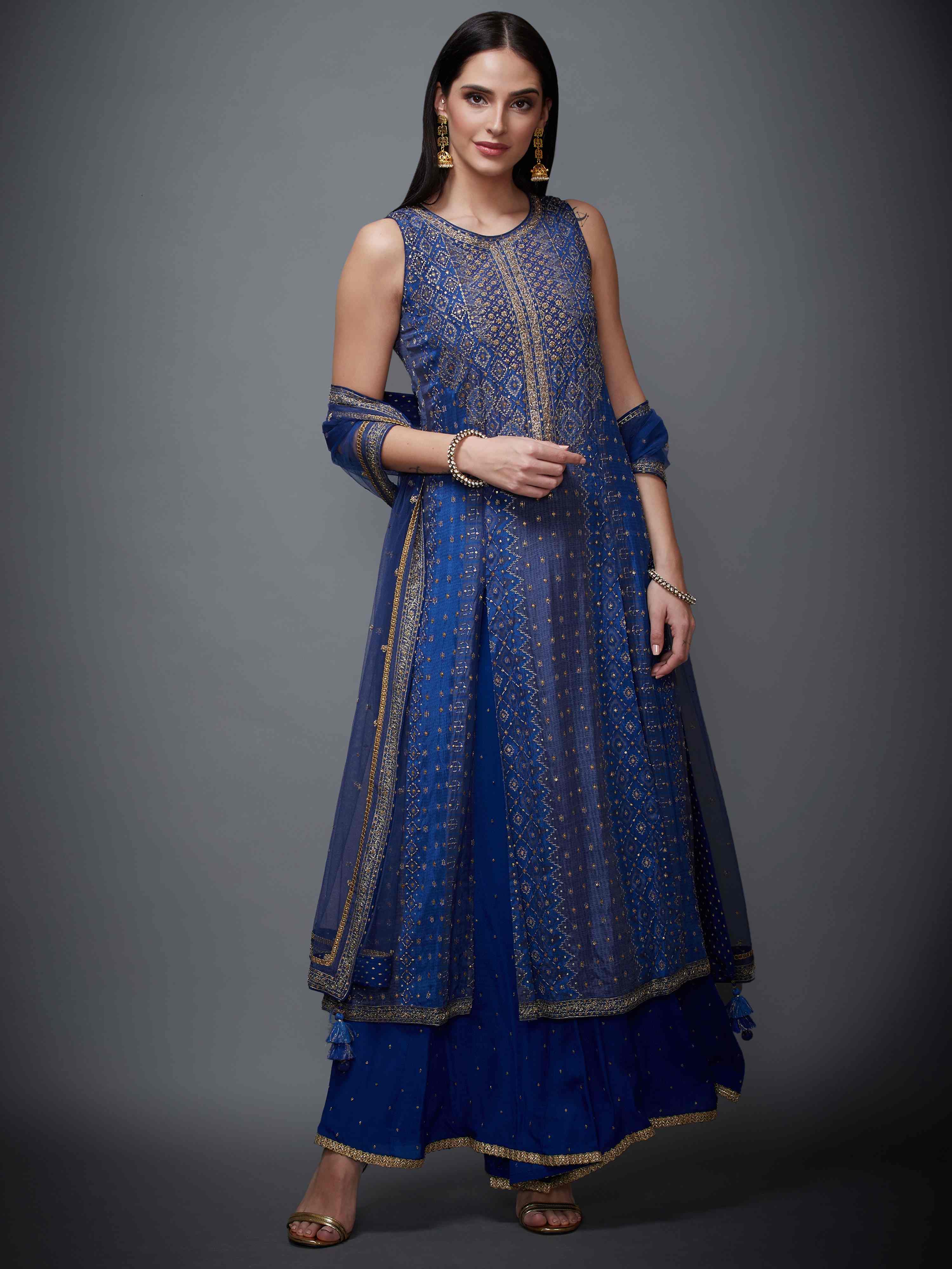 Royal Blue Puneeta Hand Embroidered Suit Set
