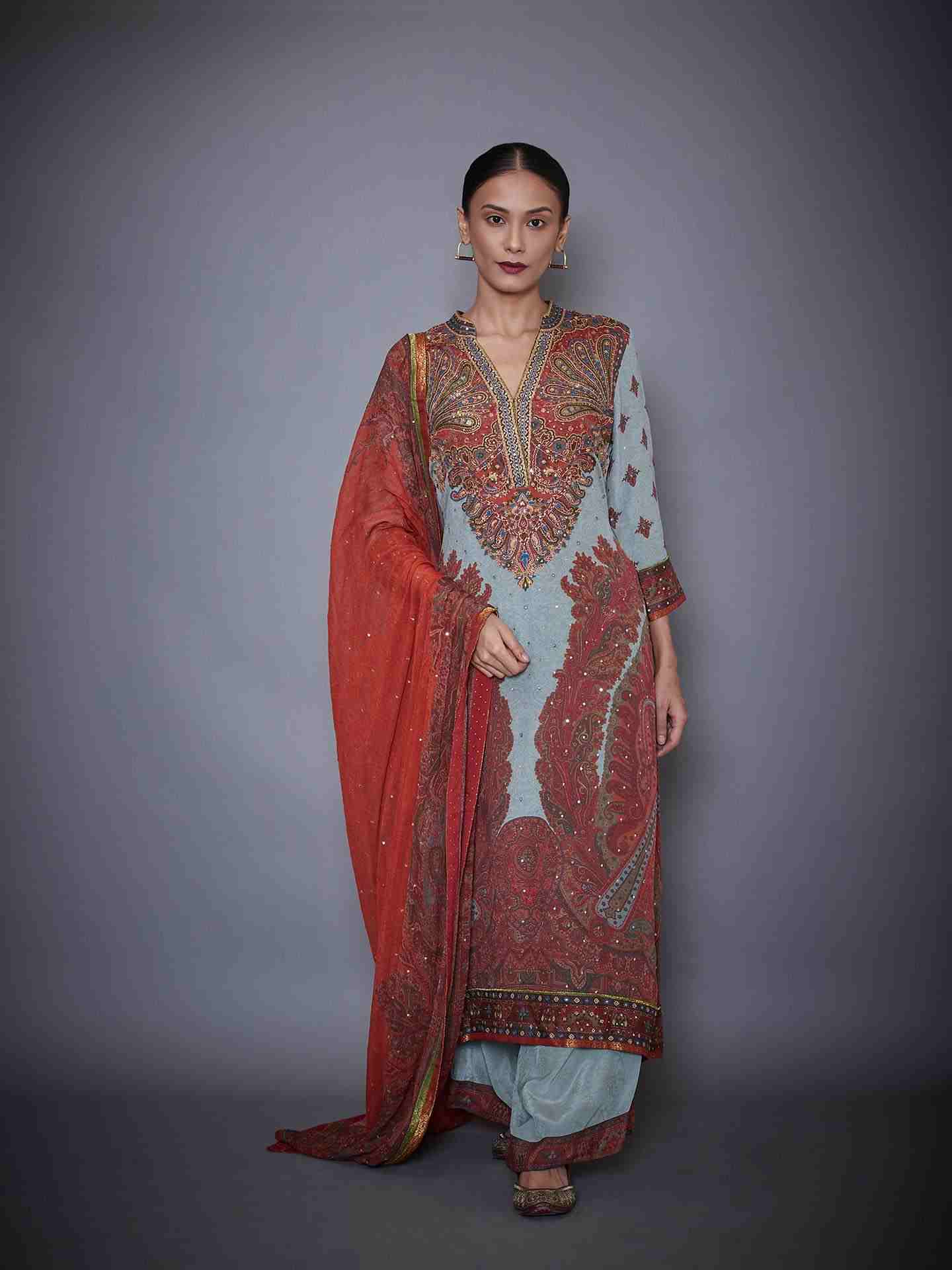 Grey & Multi Nagina Suit Set