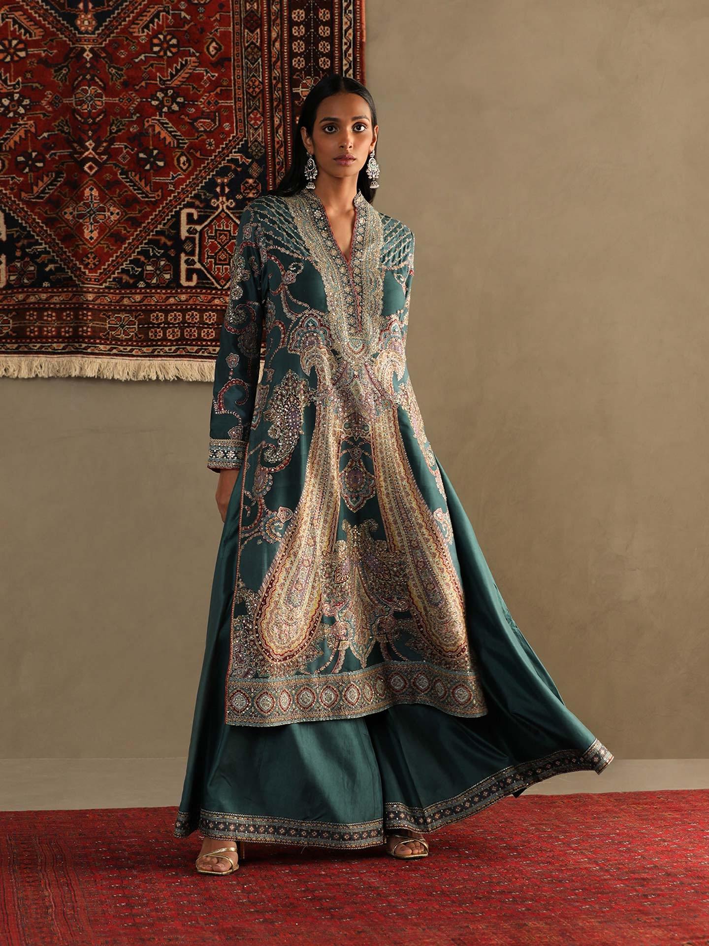 Deep Teal & Multi Rukmini Suit Set