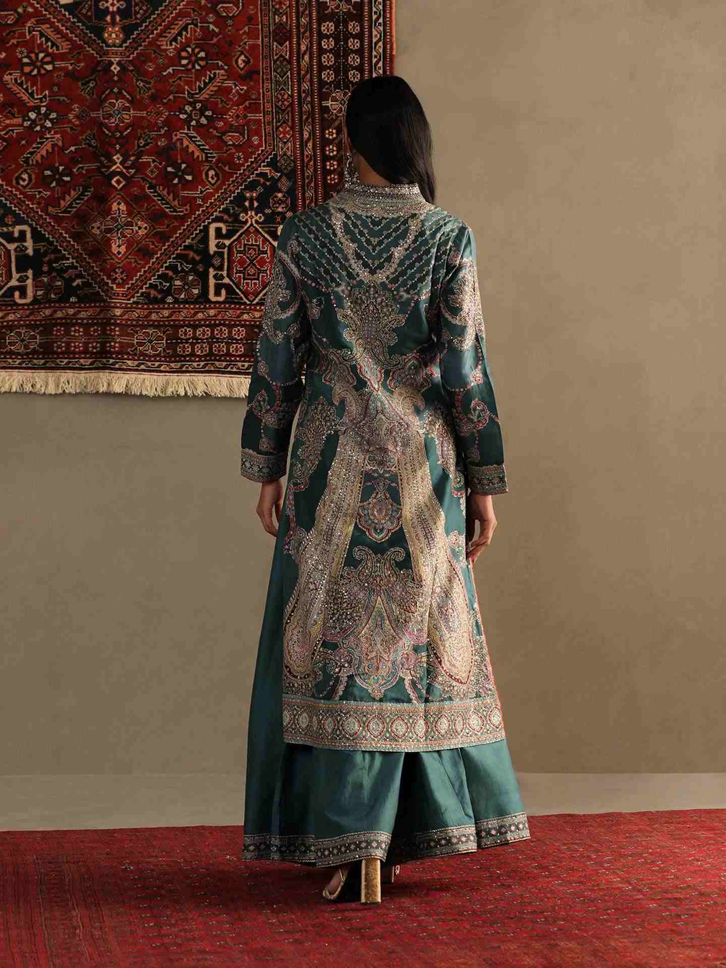 Deep Teal & Multi Rukmini Suit Set