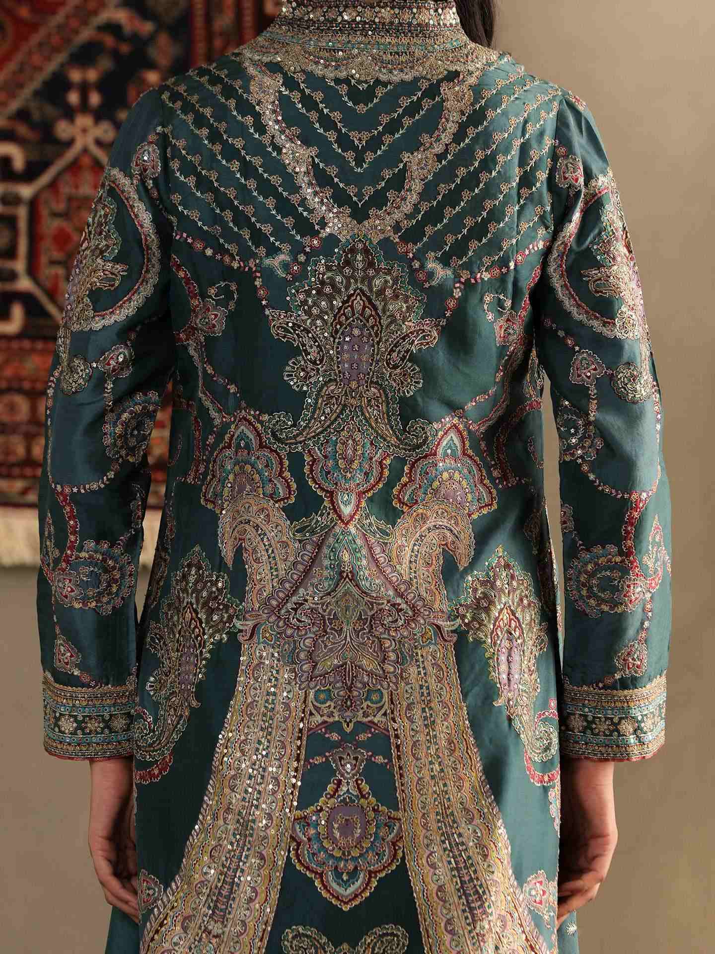 Deep Teal & Multi Rukmini Suit Set