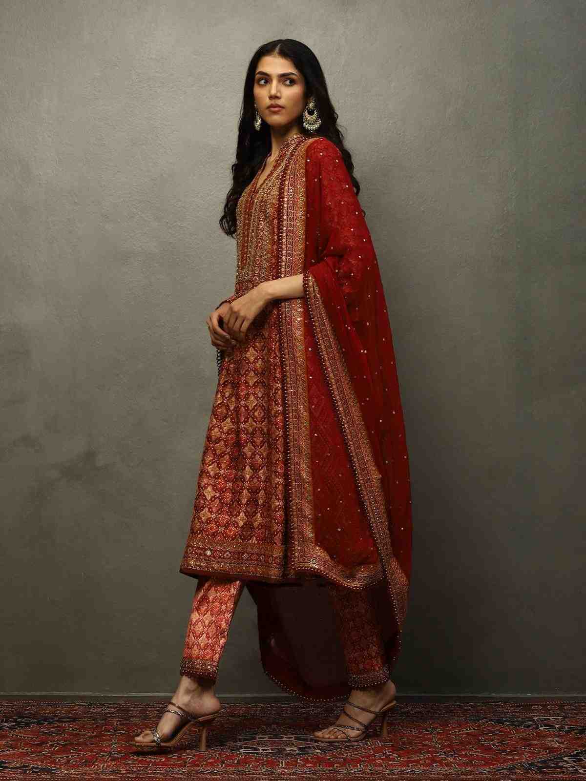 Wine & Beige Ayati Suit Set
