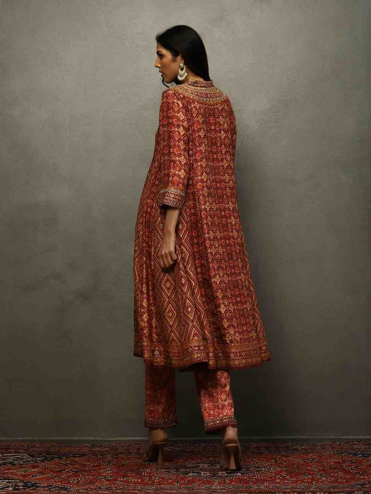 Wine & Beige Ayati Suit Set