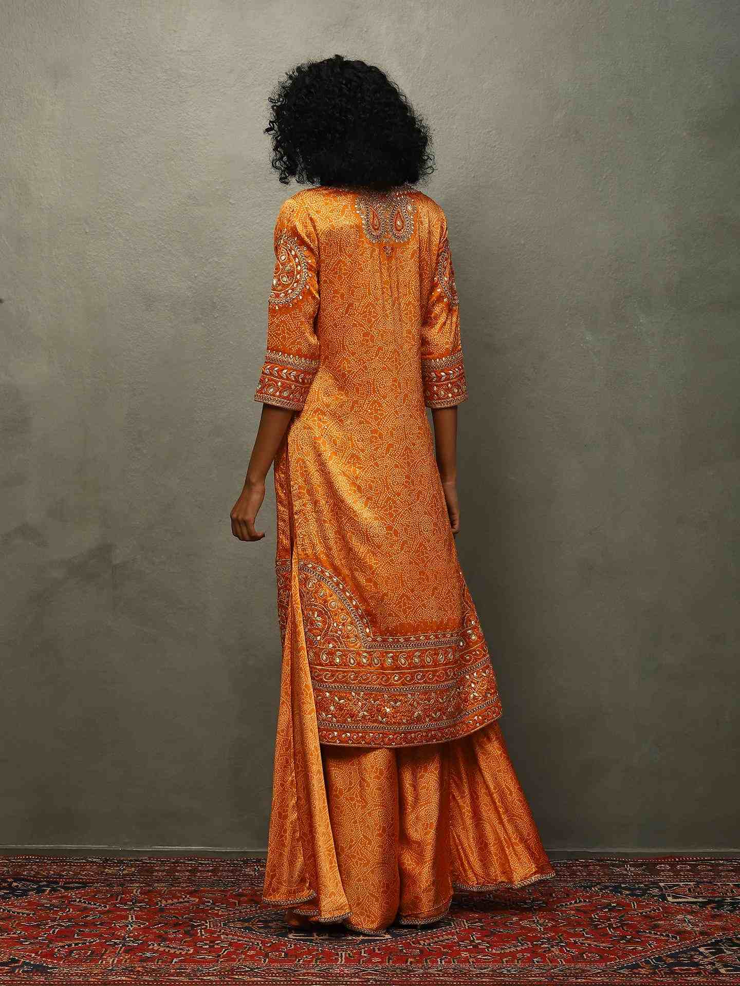 Orange Bandhini Suit Set
