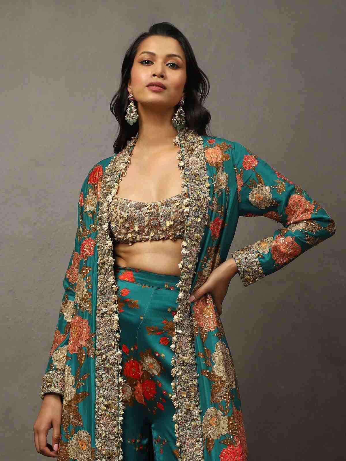 Dark Teal & Multi Bella Floral Ensemble