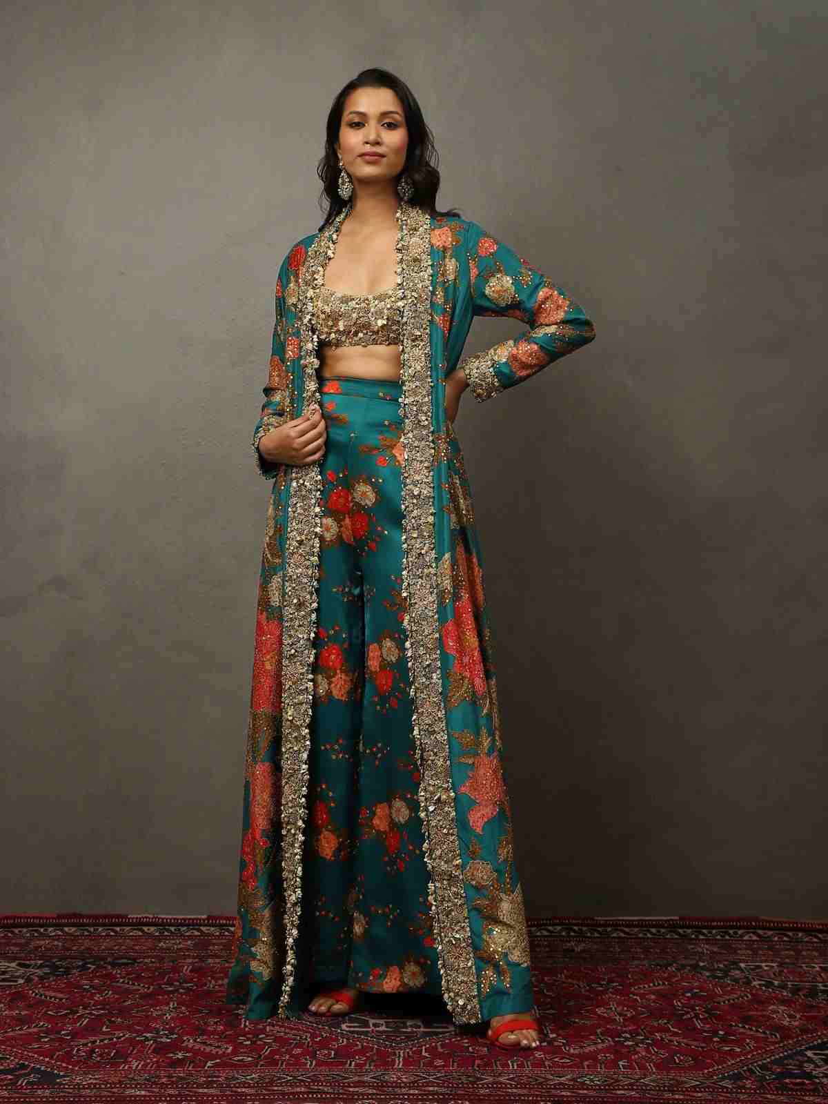 Dark Teal & Multi Bella Floral Ensemble