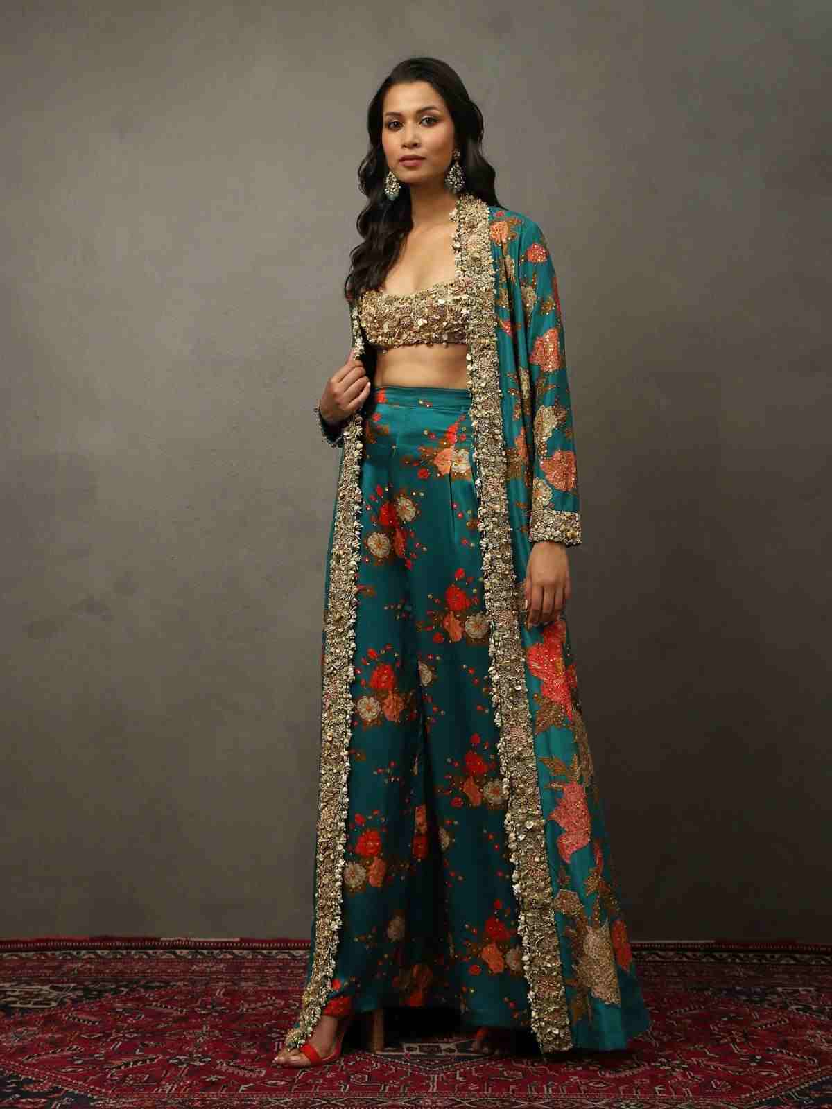 Dark Teal & Multi Bella Floral Ensemble