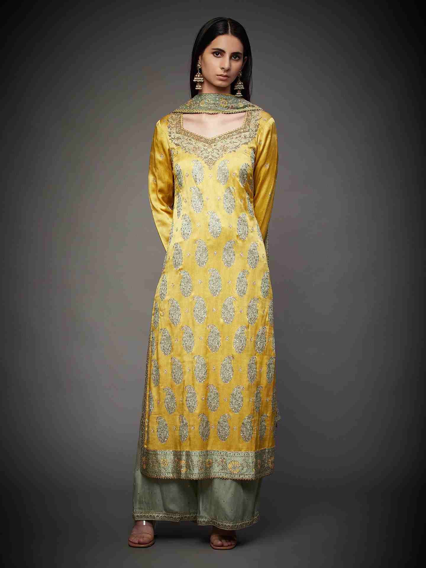 Yellow & Olive Navishtha Suit Set