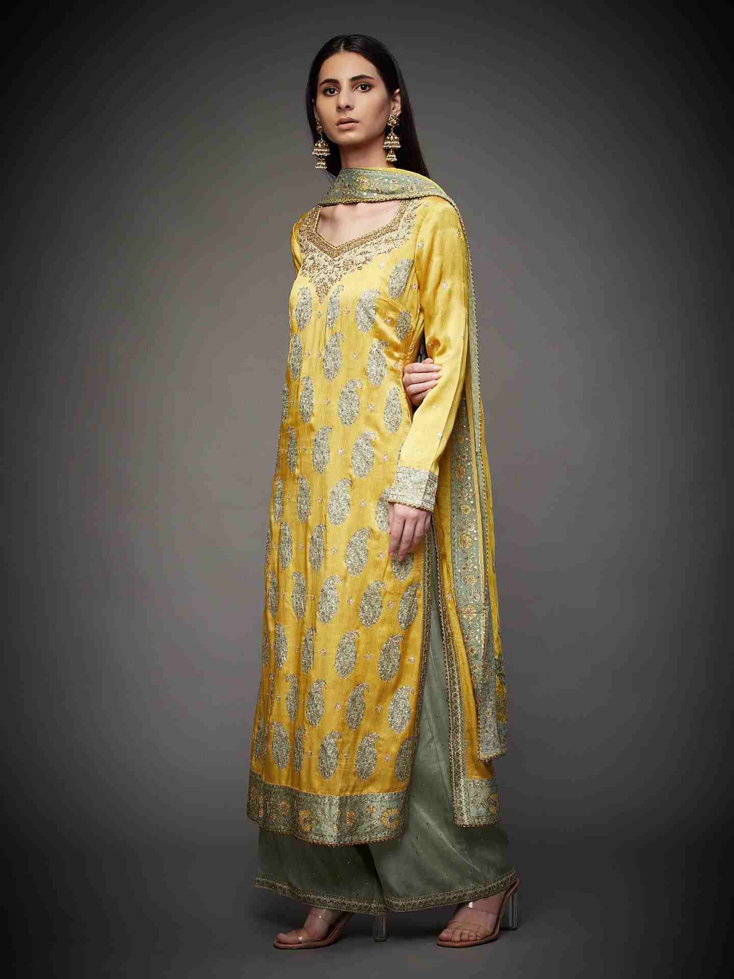 Yellow & Olive Navishtha Suit Set