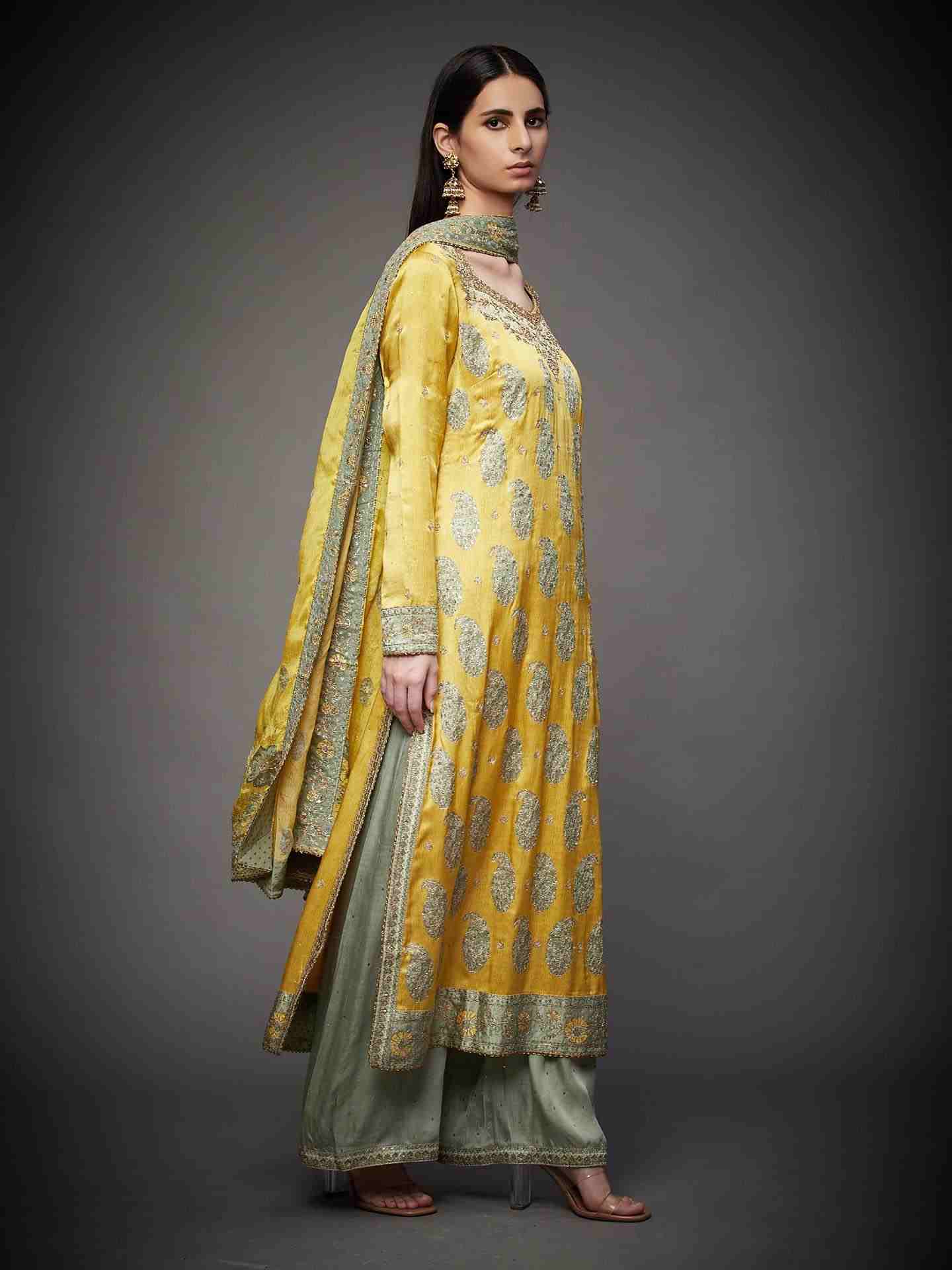 Yellow & Olive Navishtha Suit Set