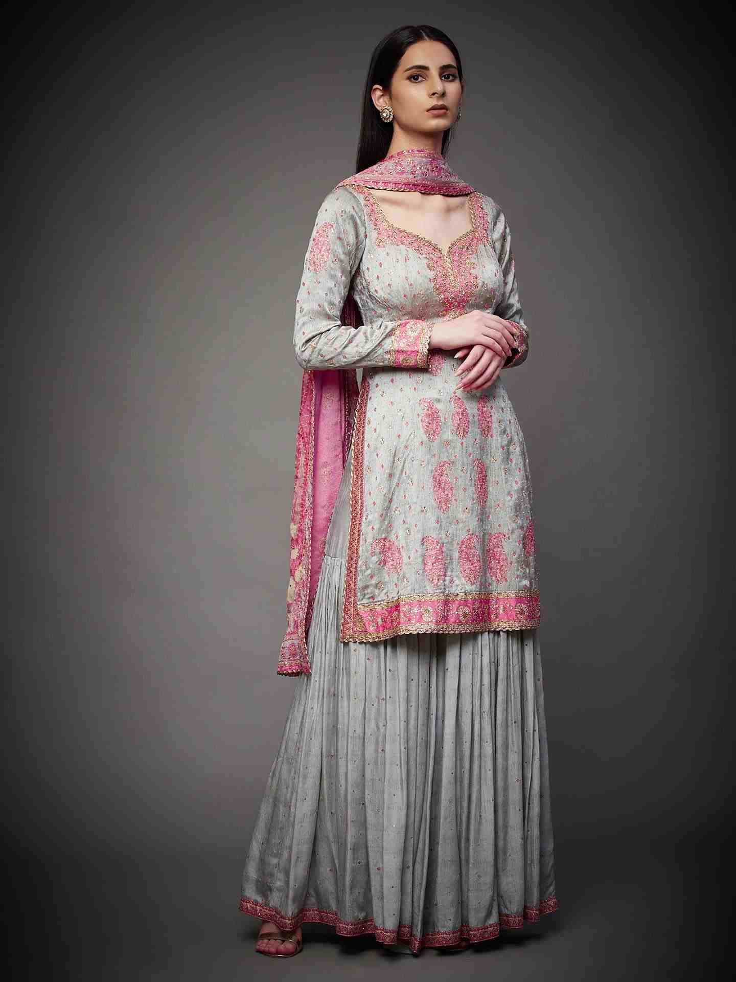 Grey & Pink Navishtha Suit Set