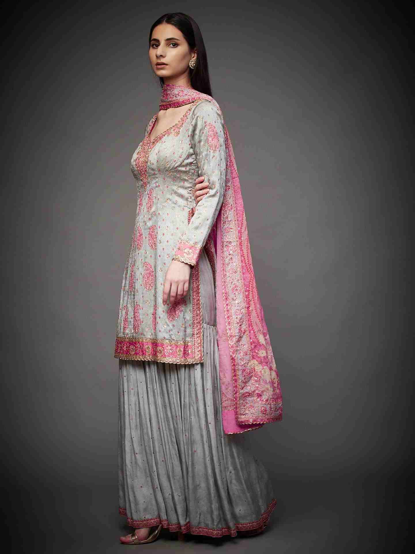 Grey & Pink Navishtha Suit Set