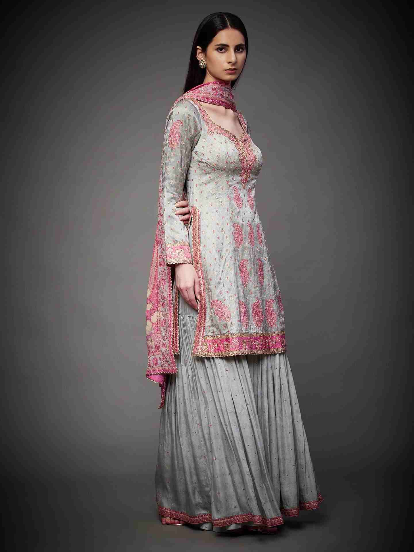 Grey & Pink Navishtha Suit Set