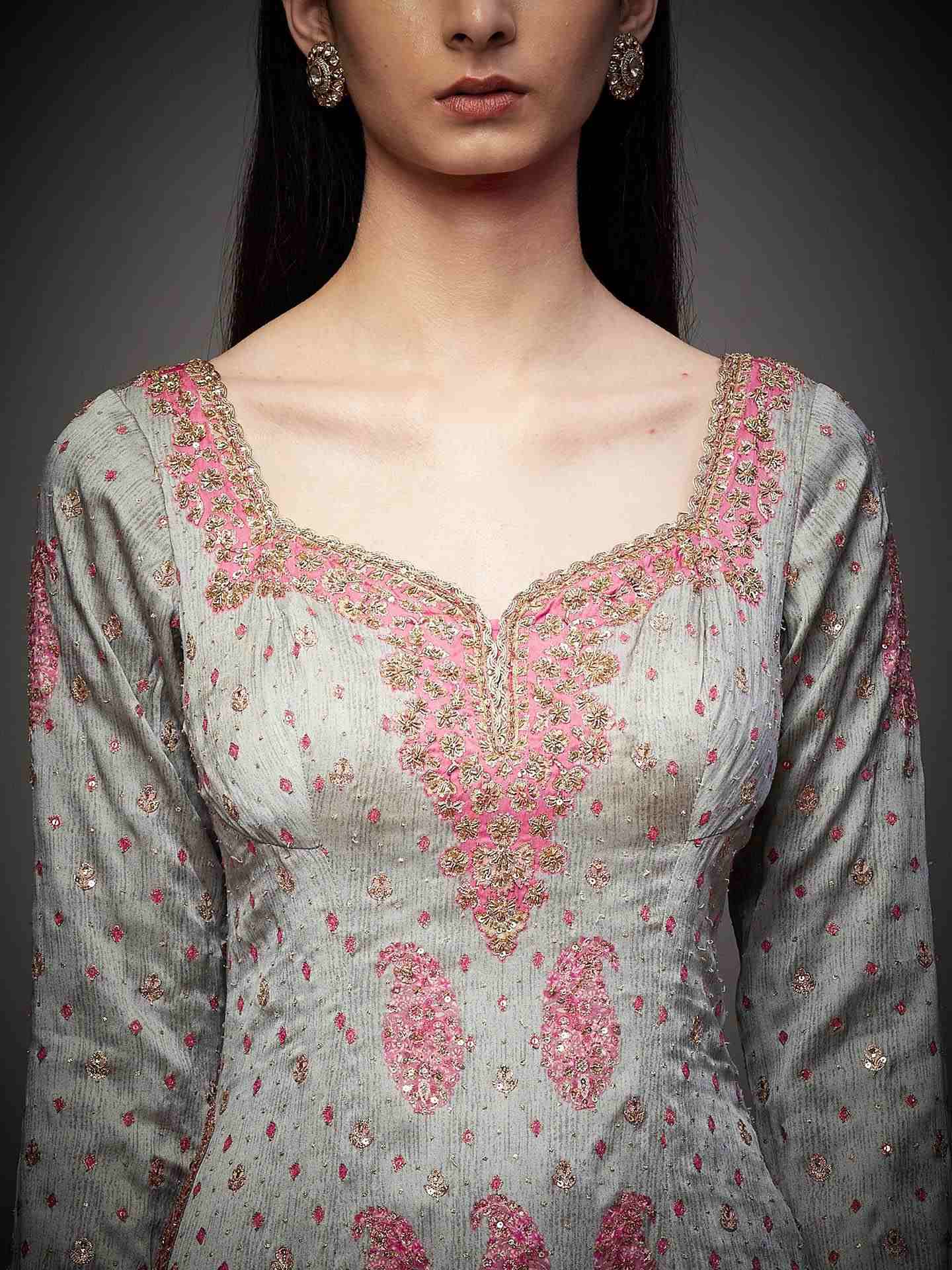 Grey & Pink Navishtha Suit Set