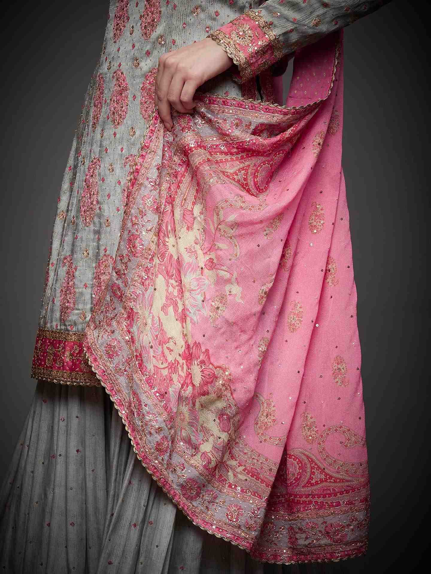 Grey & Pink Navishtha Suit Set